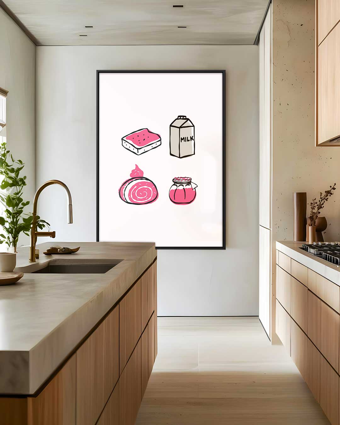 Speelse Keukentafel Illustraties – staand kunstwerk voor modern interieur
