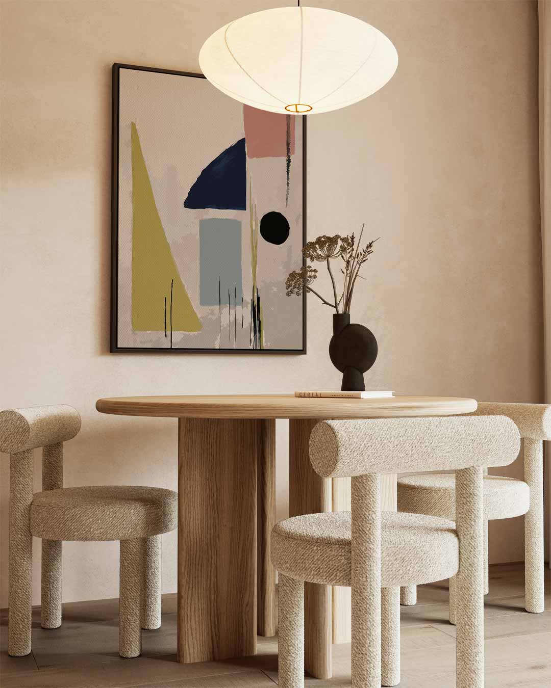Abstracte Geometrische Vormen – kunstwerk met zwarte baklijst