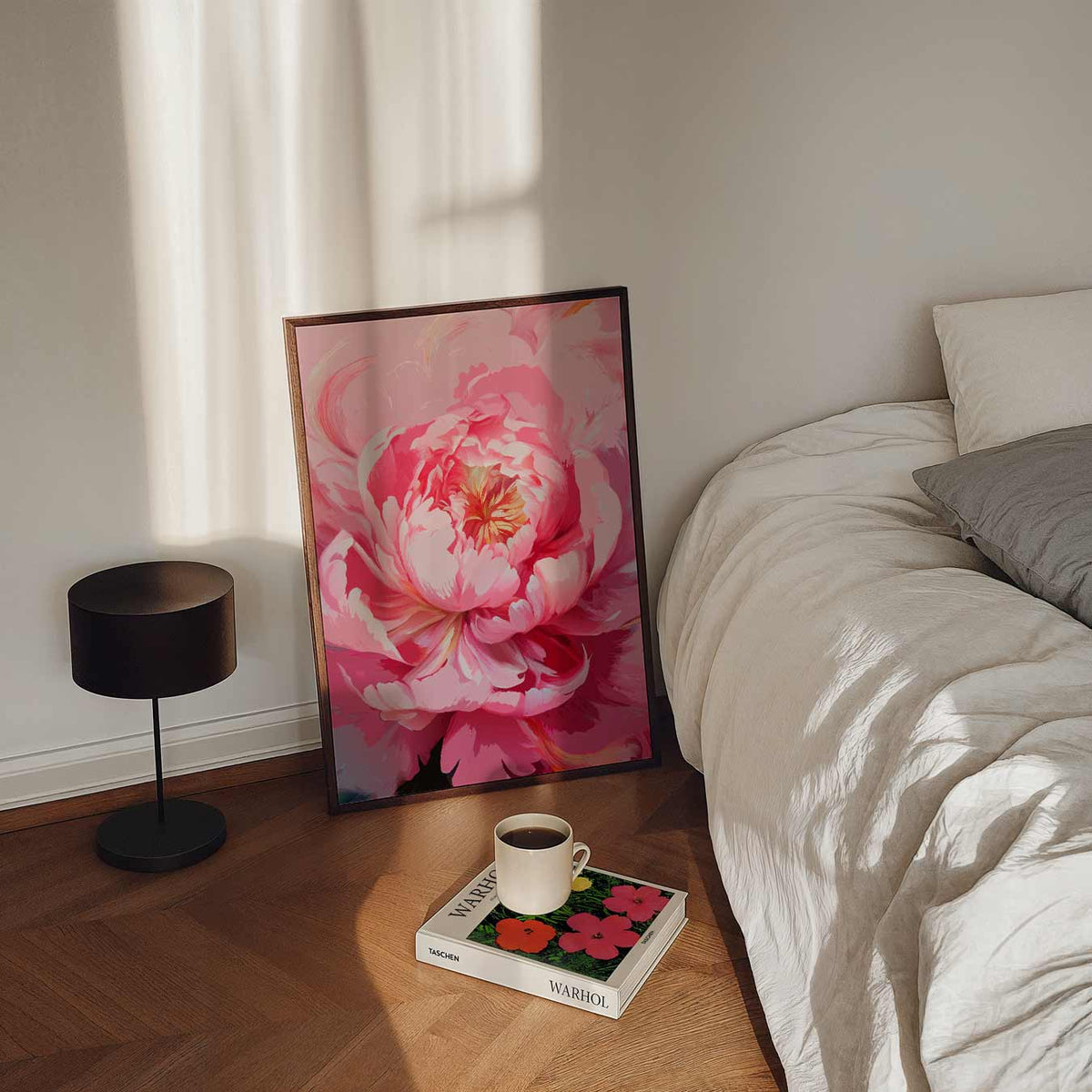 Roze Bloembloesem Kunstposter – staande bloemen wanddecoratie van WallArtistic