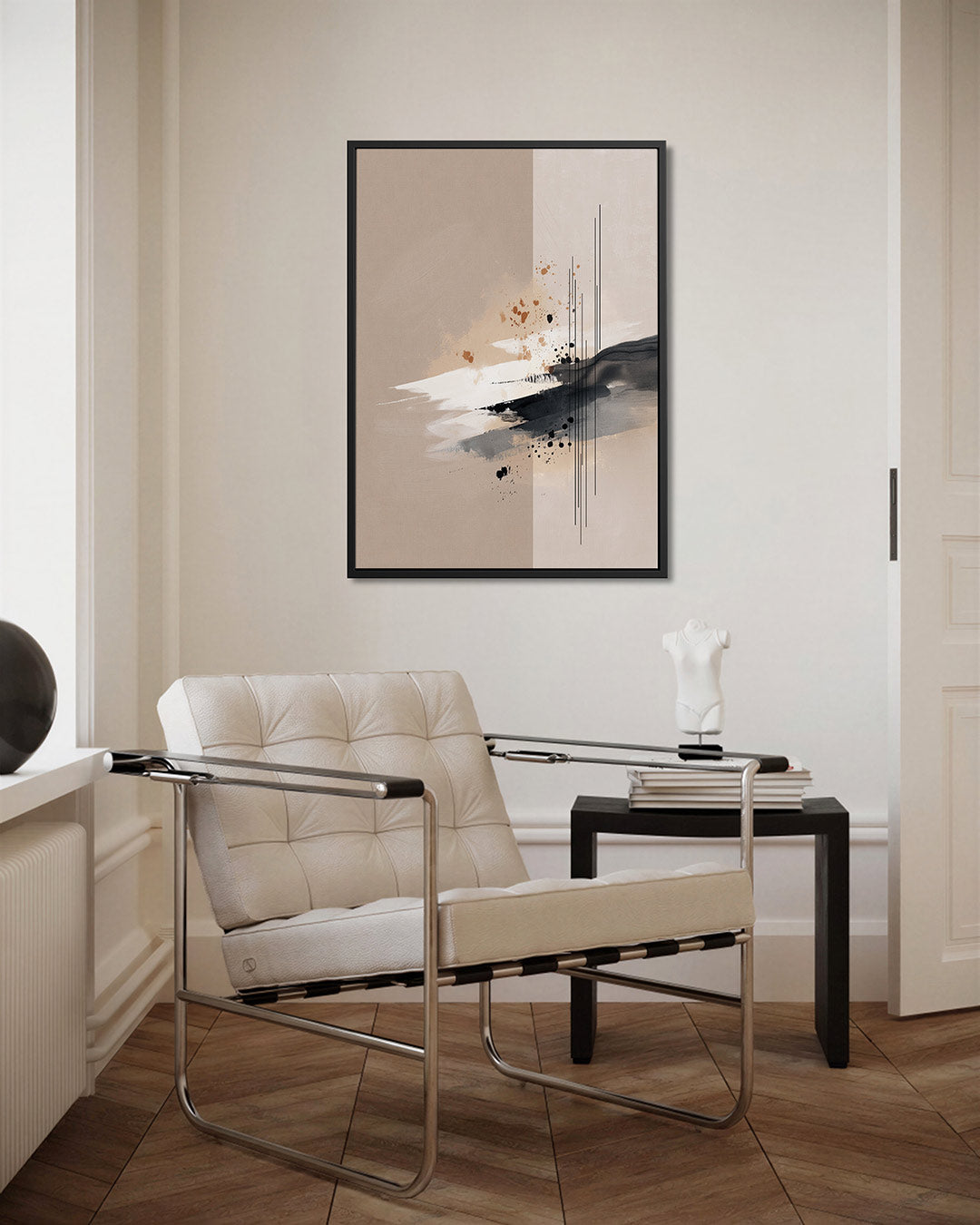Dynamische lijnen en vormen – kunstwerk als stijlvolle wanddecoratie