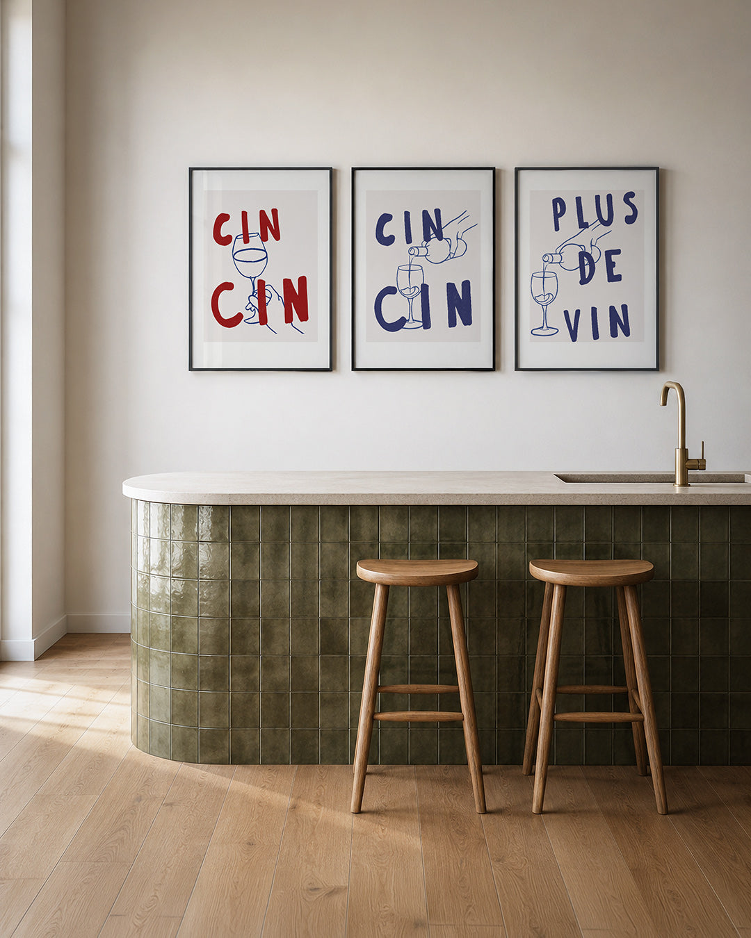 Vorm en cheers – deze posterset in drie delen toont een speelse combinatie van rode letters en – weergave 2