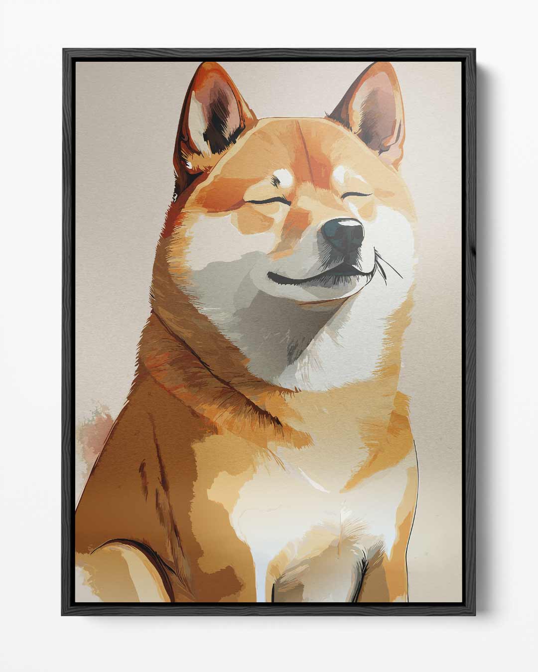 Vrolijke Shiba Inu Portret – portret kunstwerk als wanddecoratie