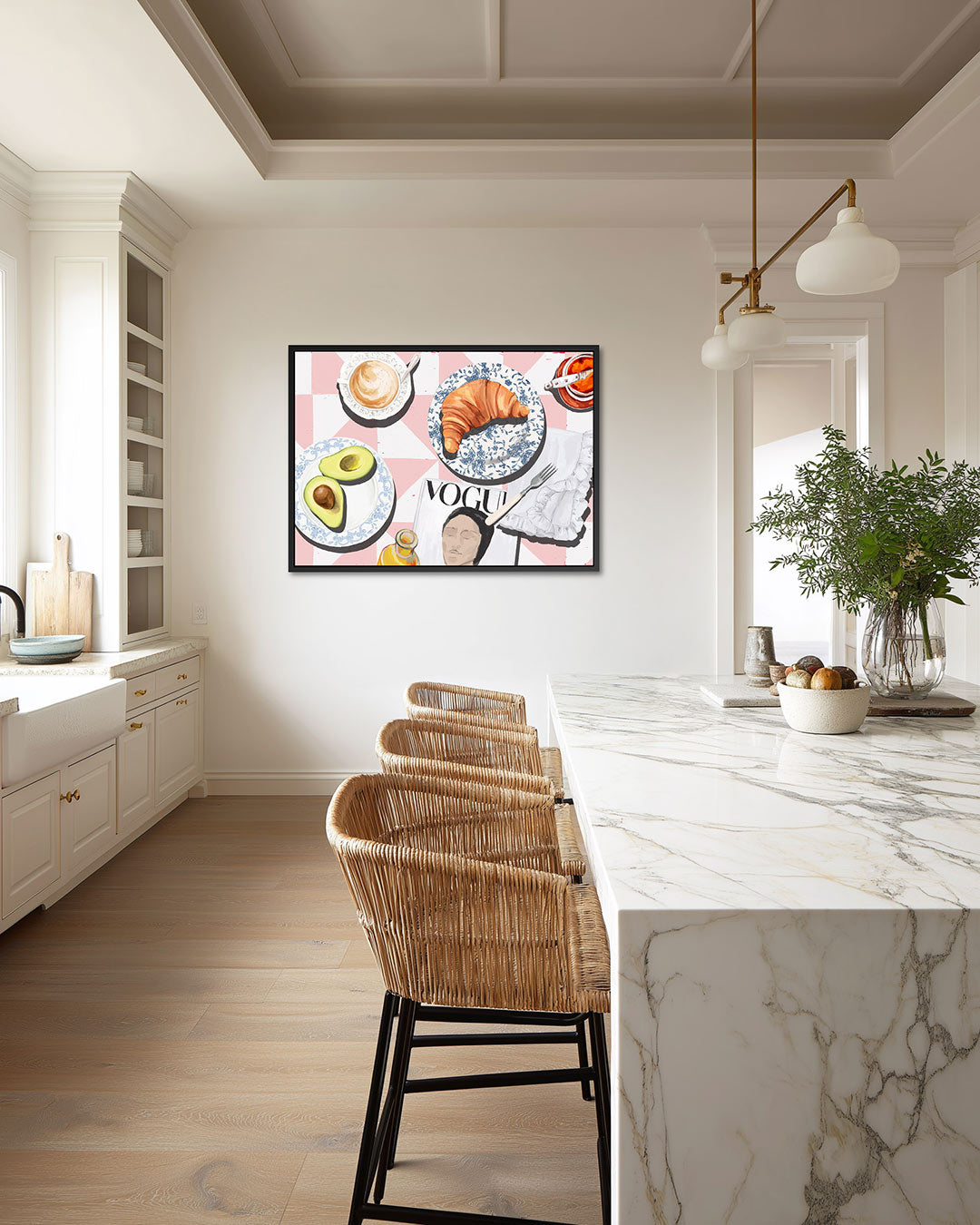 Ontbijt illustratie – Keuken kunstwerk – liggende wanddecoratie
