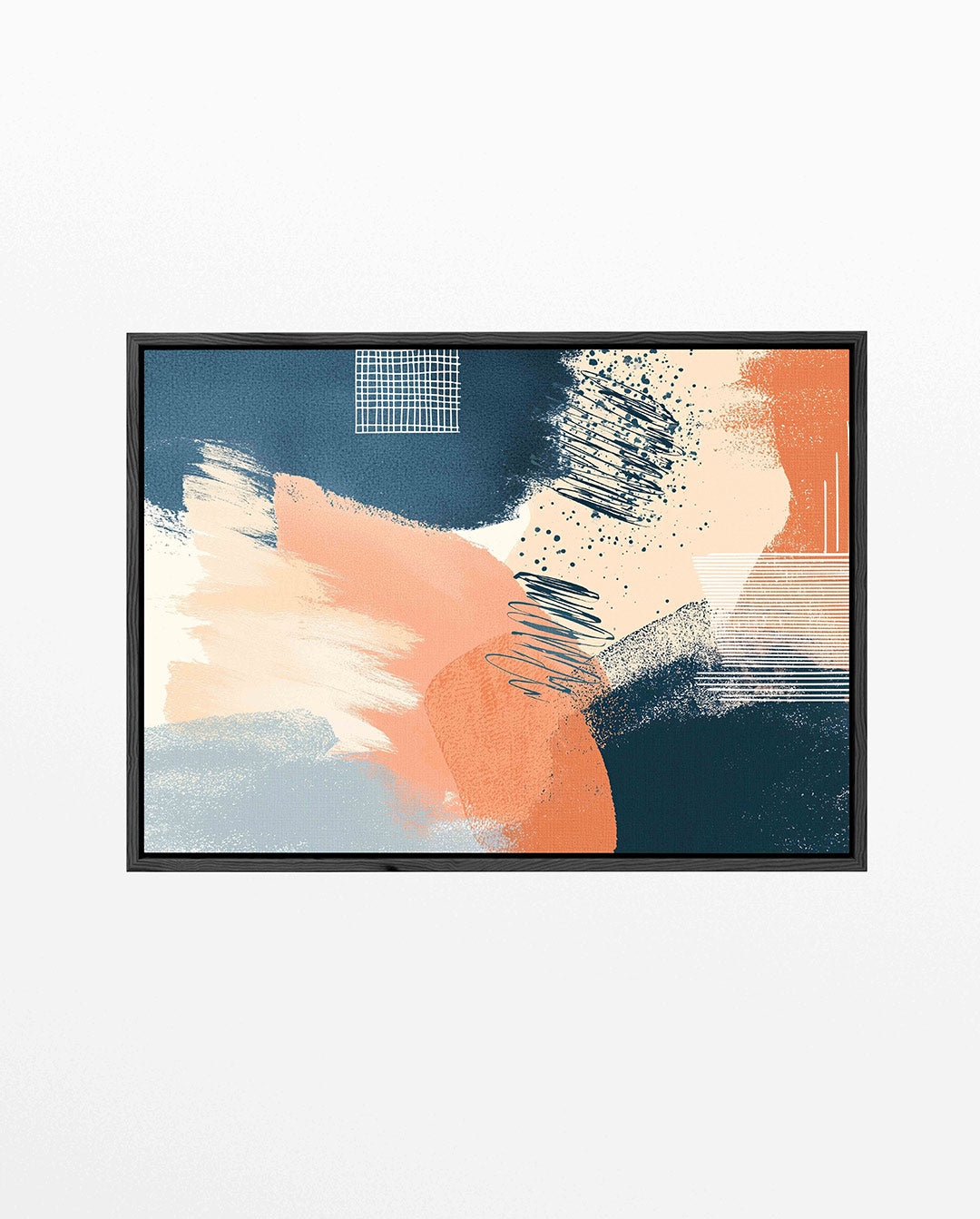 Dynamische kleurencompositie – Blauw – liggend wanddecoratie kunstwerk