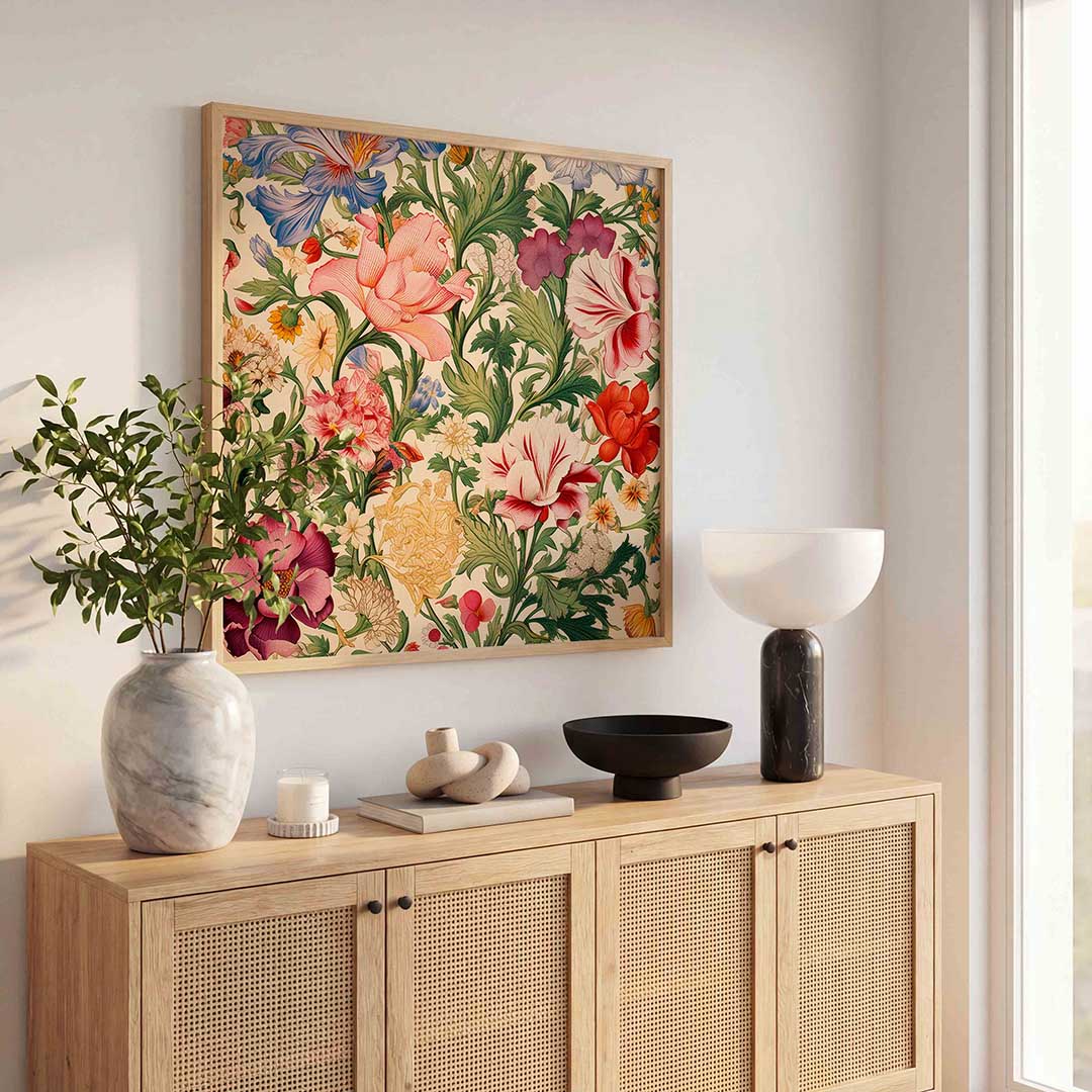 Bloemenpracht – vierkante jungle wanddecoratie van WallArtistic