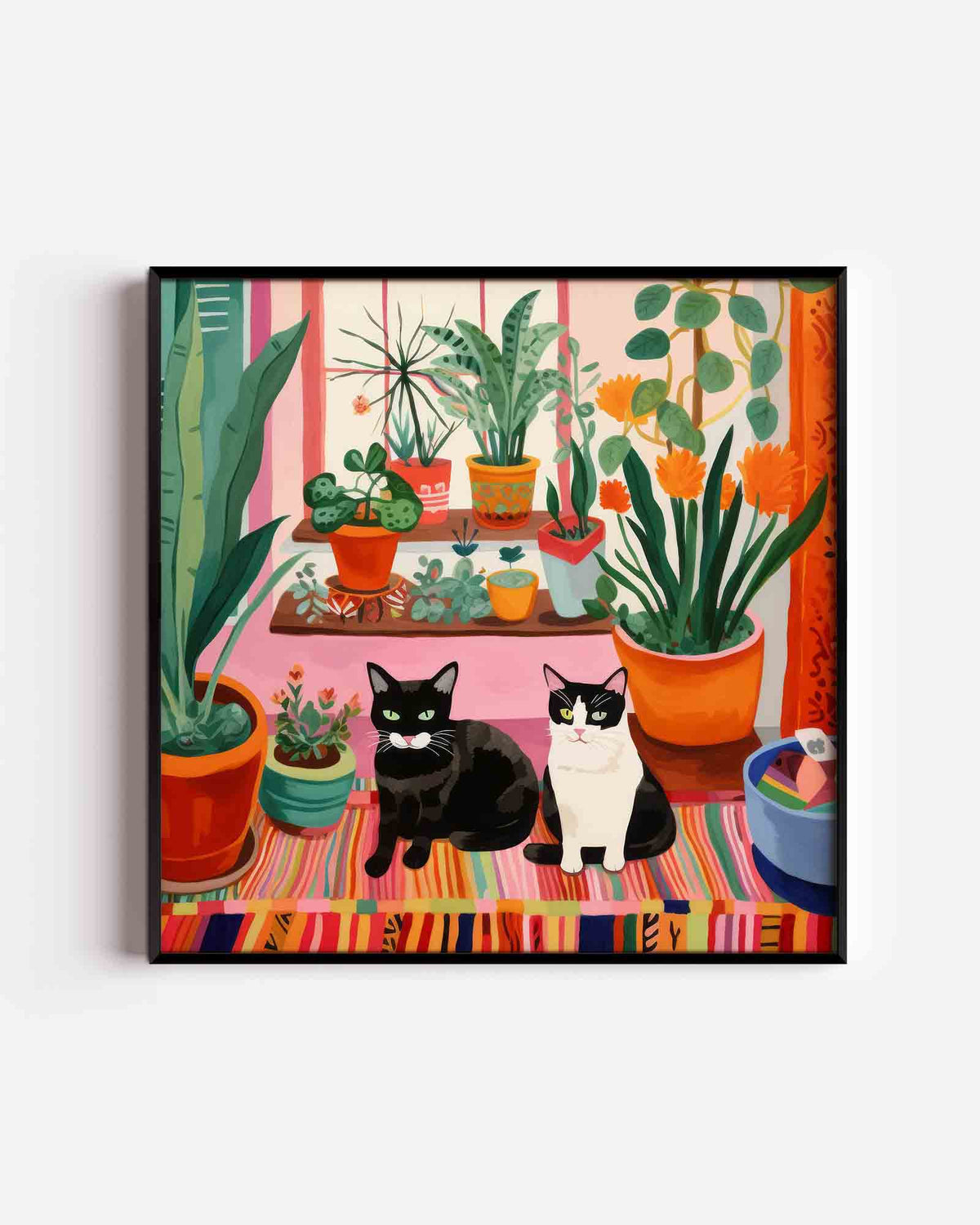 Katten en planten – keuken vierkante poster als wanddecoratie
