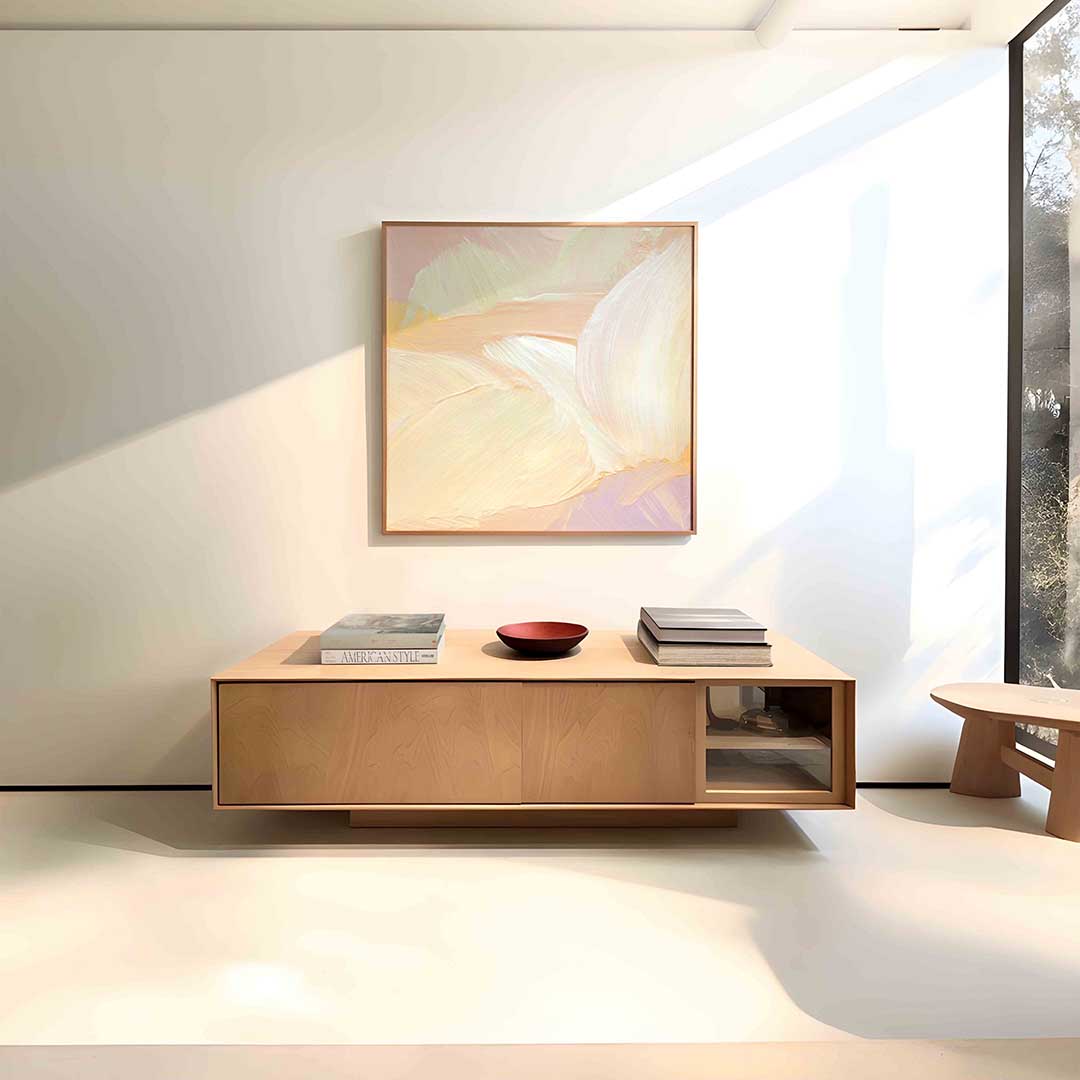 Abstracte pastel – vierkante schilderkunst wanddecoratie van WallArtistic