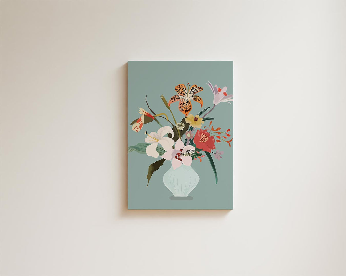 Bloemenpracht in Vaas – modern portret kunstwerk van WallArtistic
