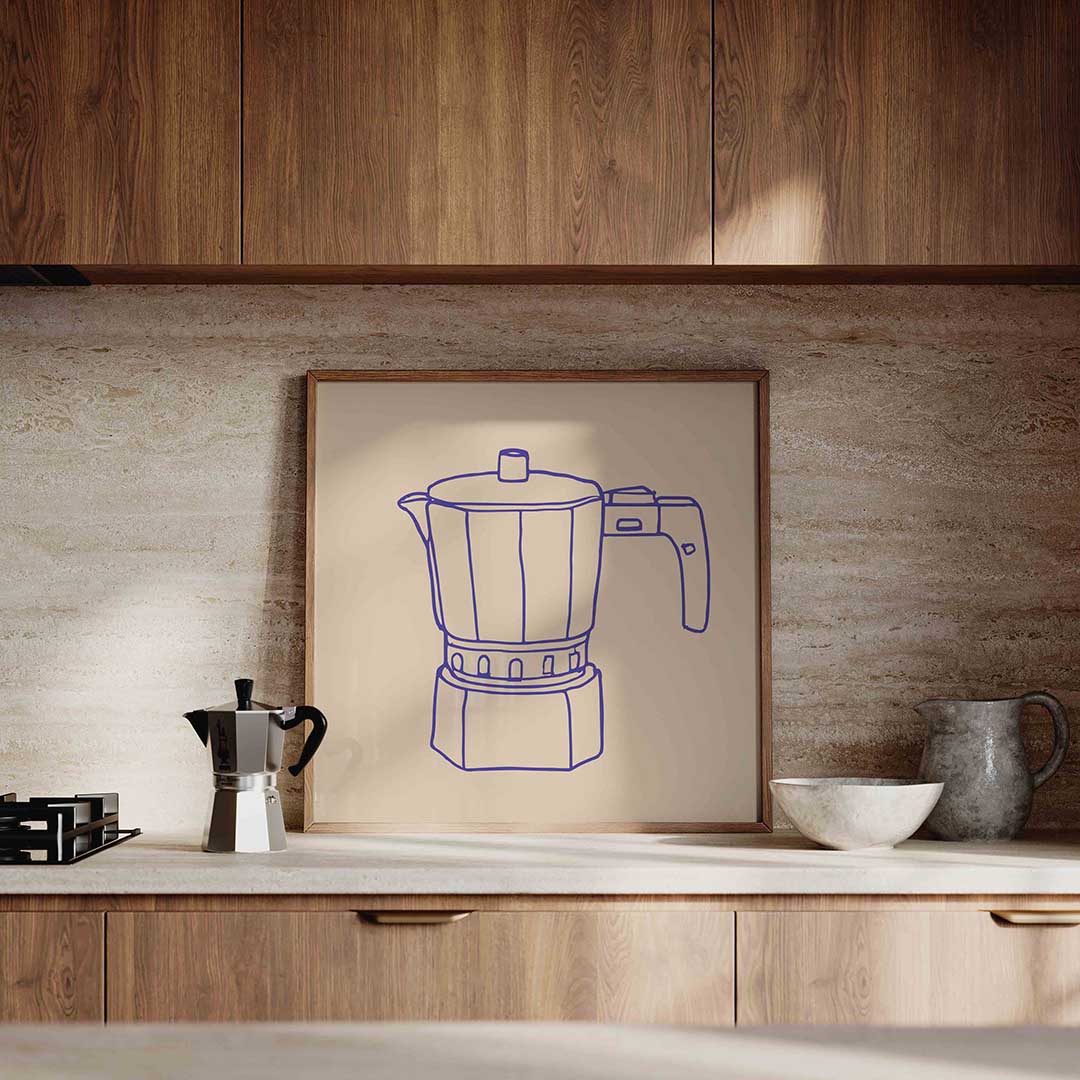 Koffiepot – culinaire wandkunst als vierkante poster