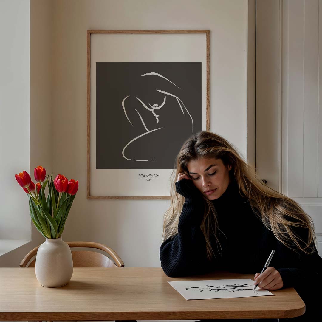 Minimalistische Lijnkunst – lijntekening poster in staand formaat