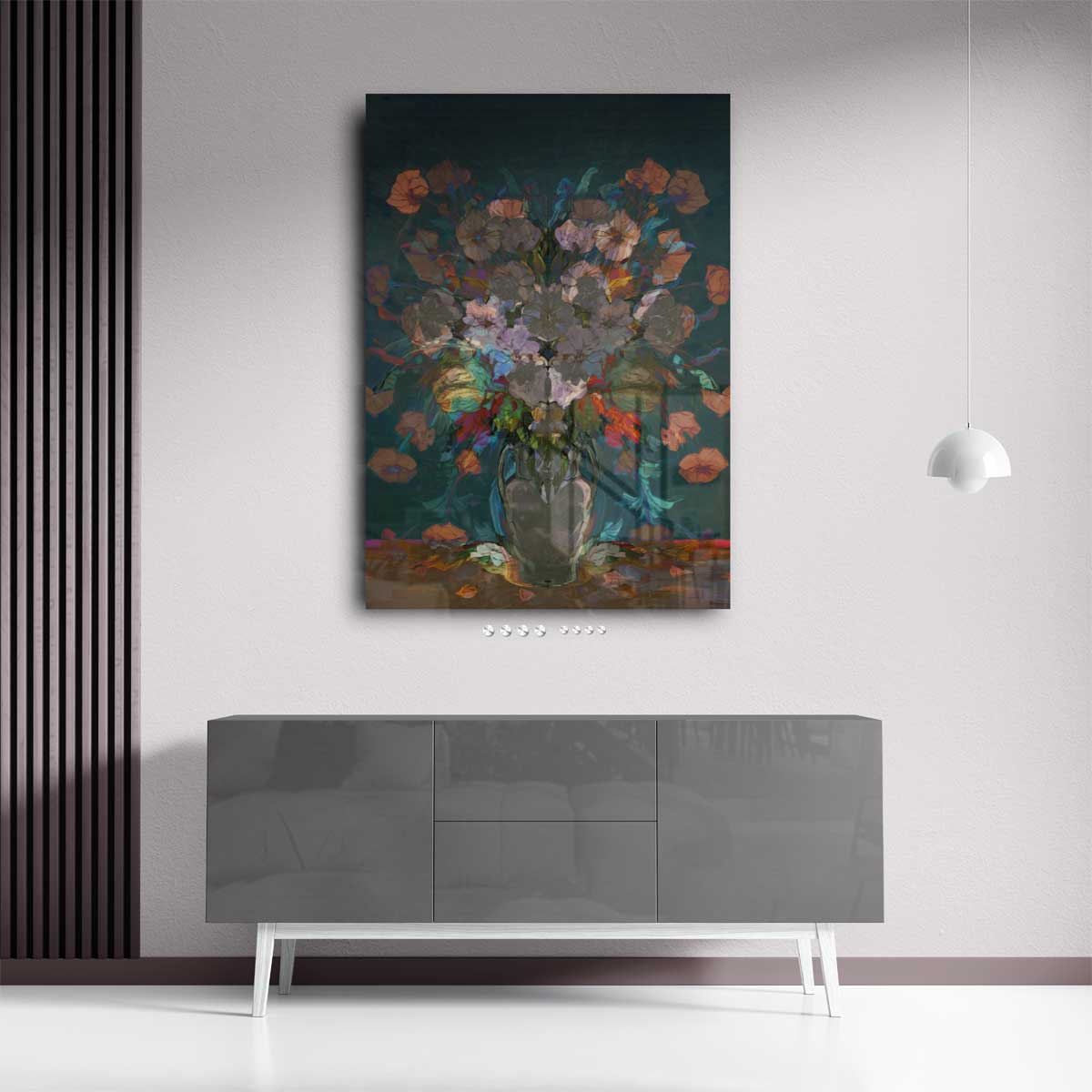 Bloemrijke Overvloed – kunstwerk met zwarte baklijst
