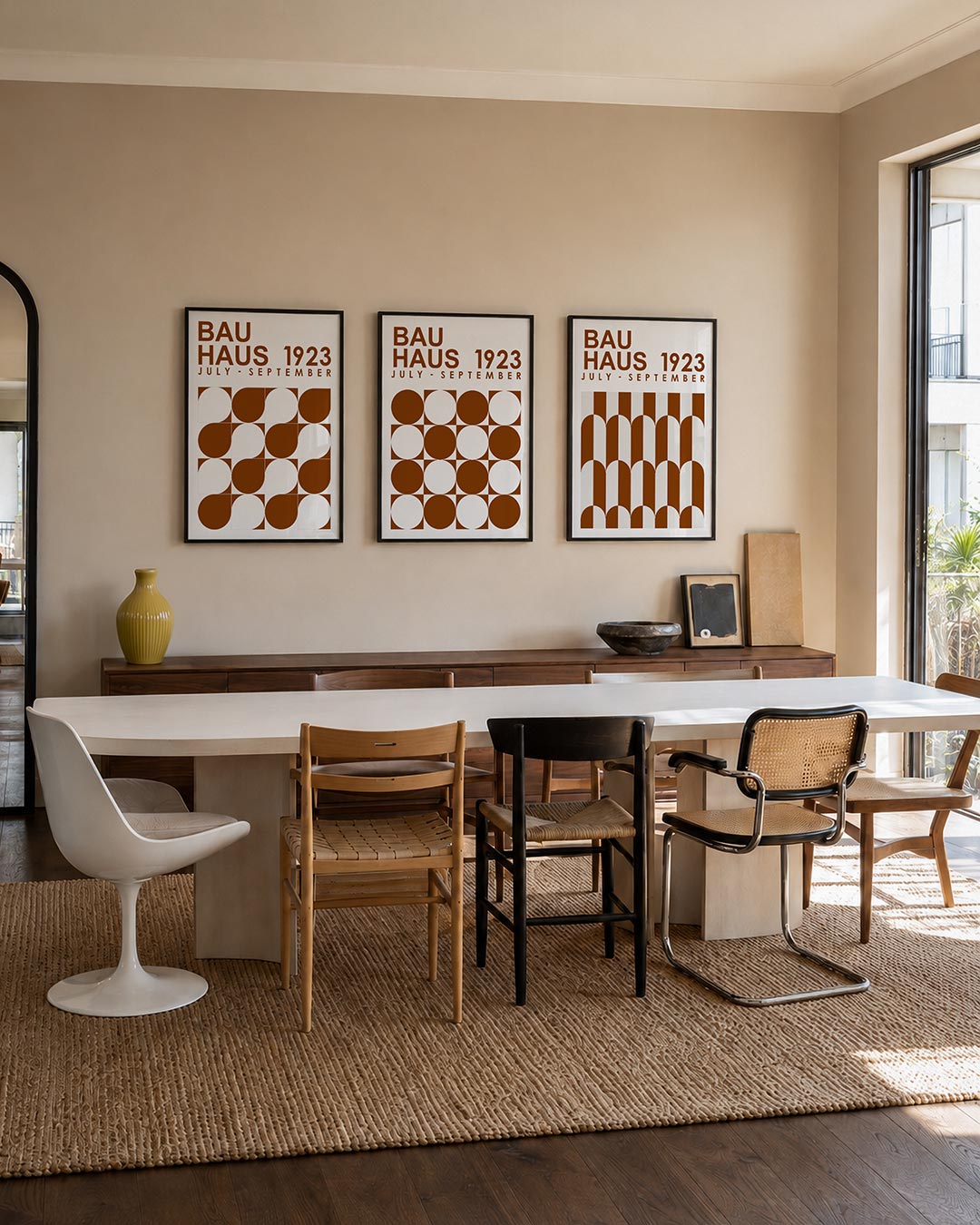 Vorm en ritme posterset – tweede productweergave – deze posterset in drie delen toont een speelse wisselwerking van halve