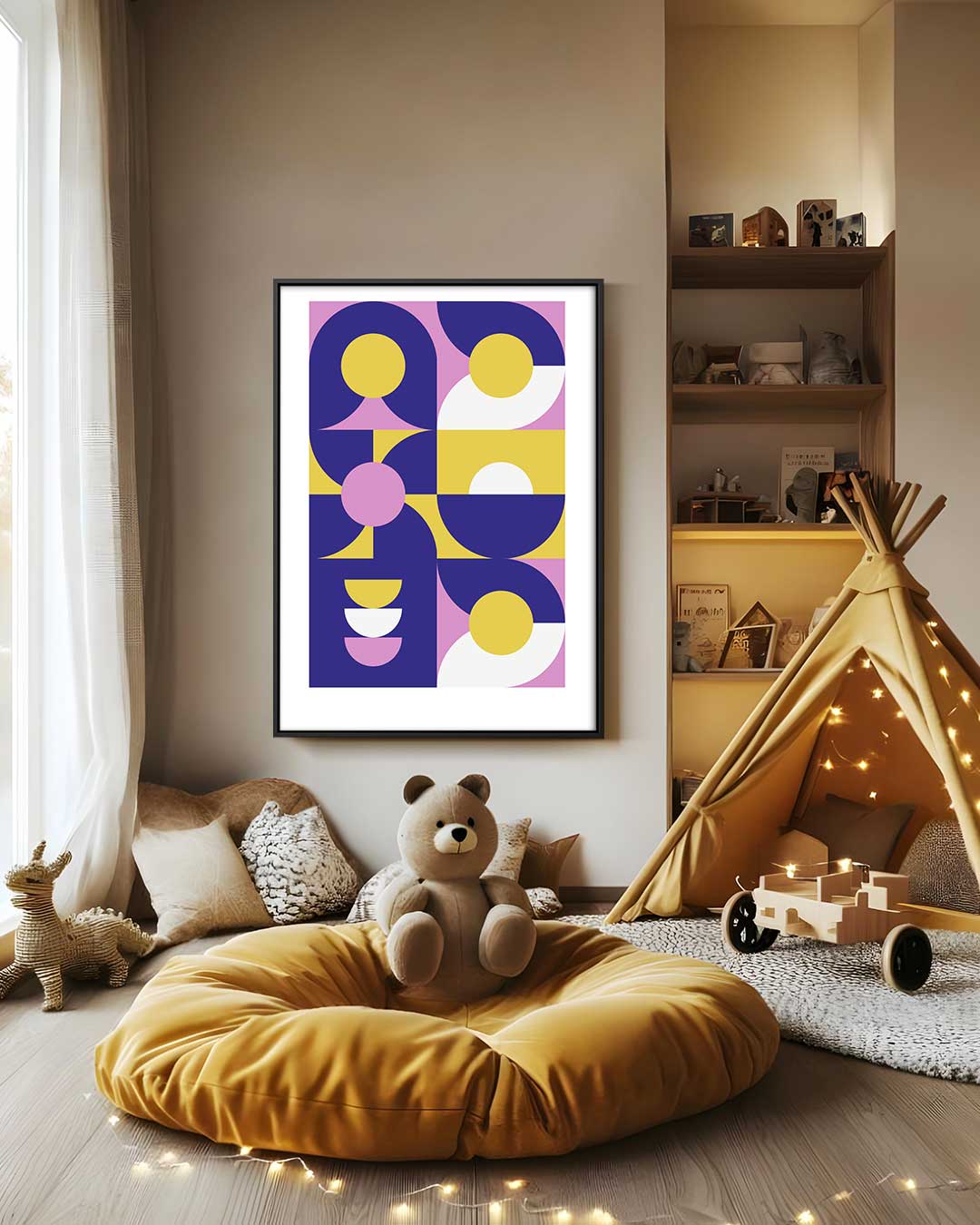 Speelse Geometrie – canvas wanddecoratie in portret formaat