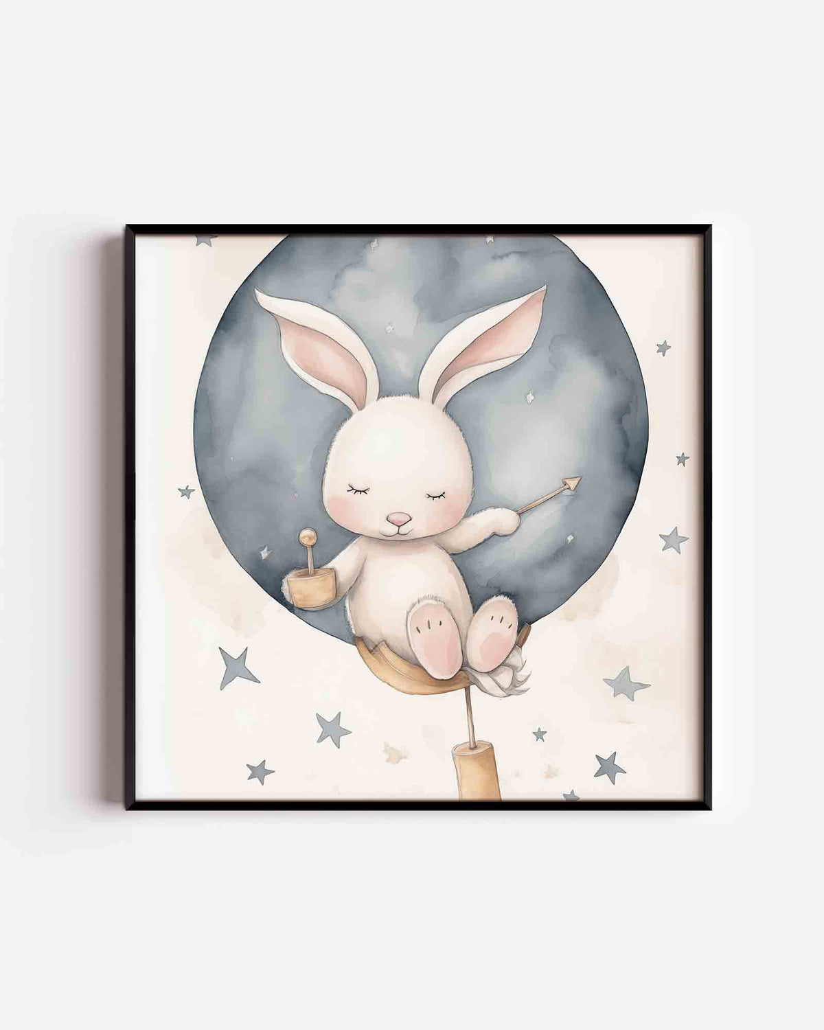 Slapend konijn – vierkante kinderposter als wanddecoratie