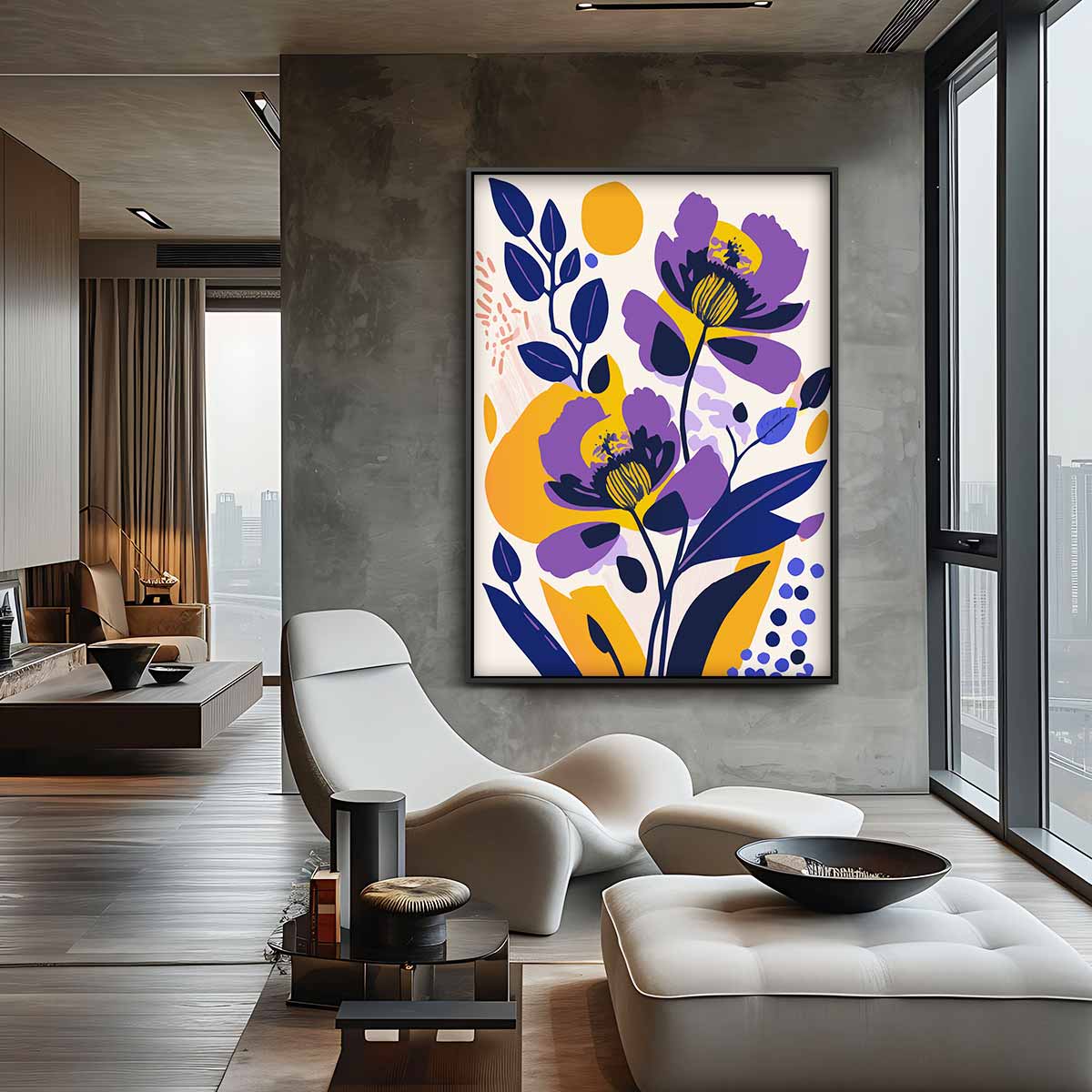 Vrolijke Bloemendans – canvas kunstwerk als wanddecoratie