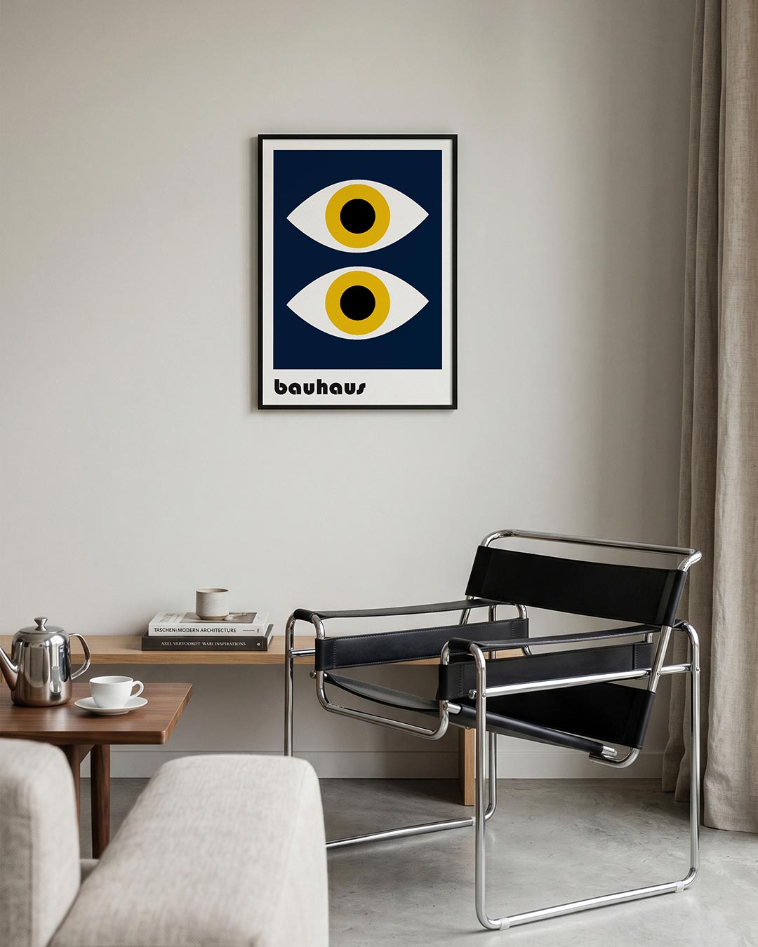 Oogvormen en kleur – geometrische Bauhaus poster in staand formaat