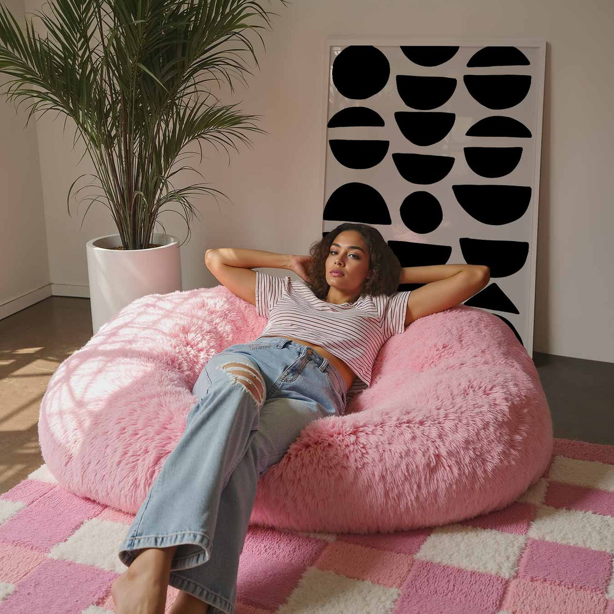 Moderne Zwart-Wit Geometrische – abstracte poster in staand formaat