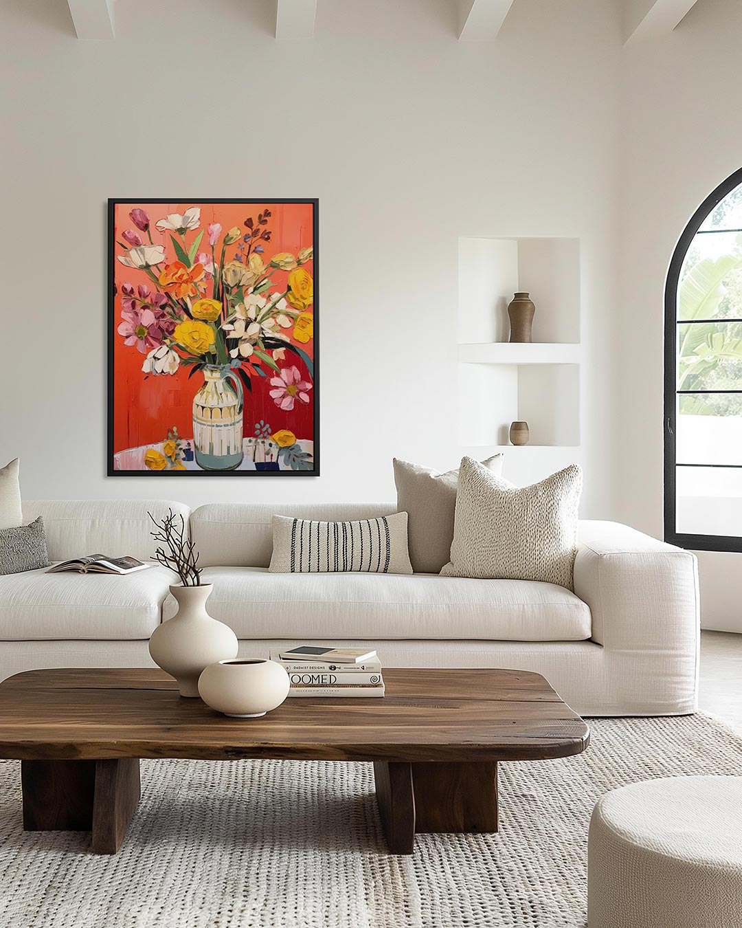 Bloemrijke compositie – moderne staande wandkunst