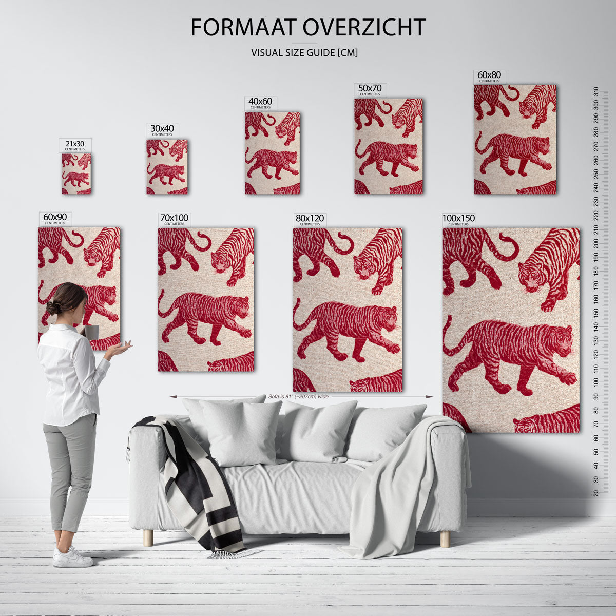 Tijgerpatroon – staande muurposter voor een modern interieur