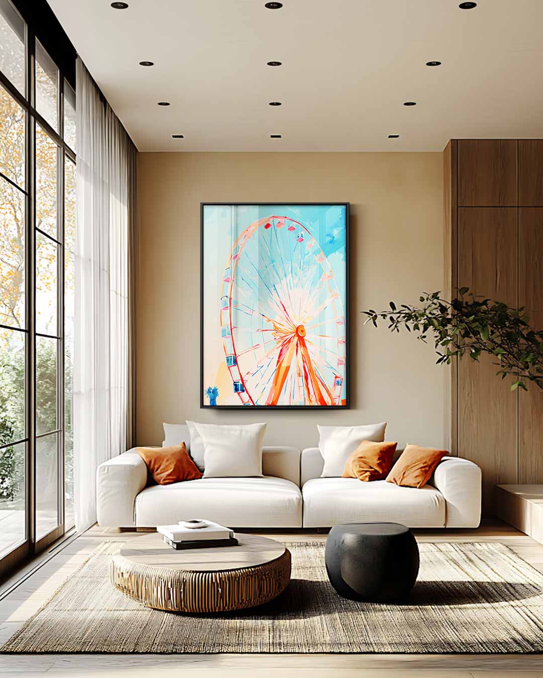 Kleurrijke Reuzenrad Droom – staand kunstwerk voor modern interieur