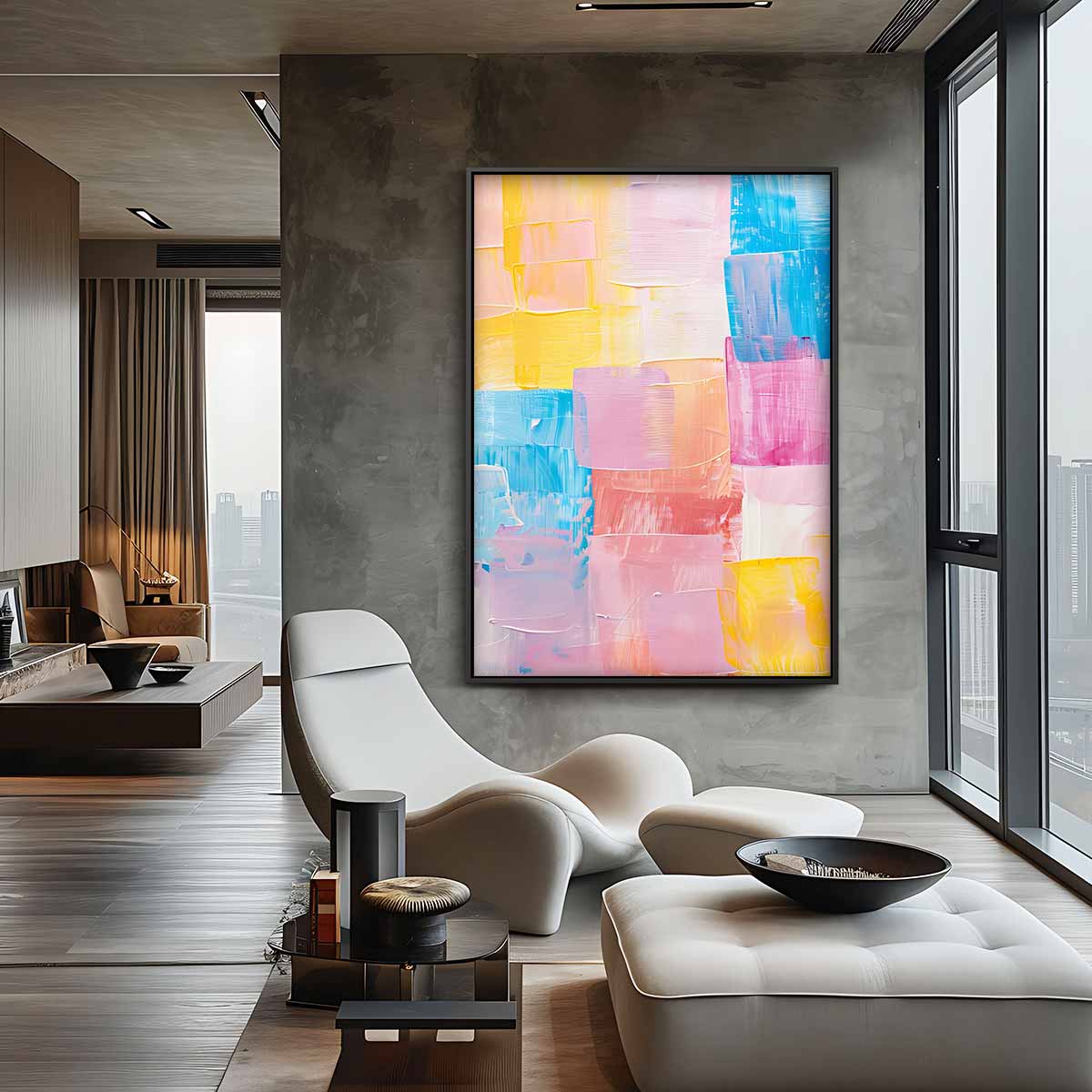 Vrolijke Kleurenmix – staande wandkunst voor woonkamer of interieur