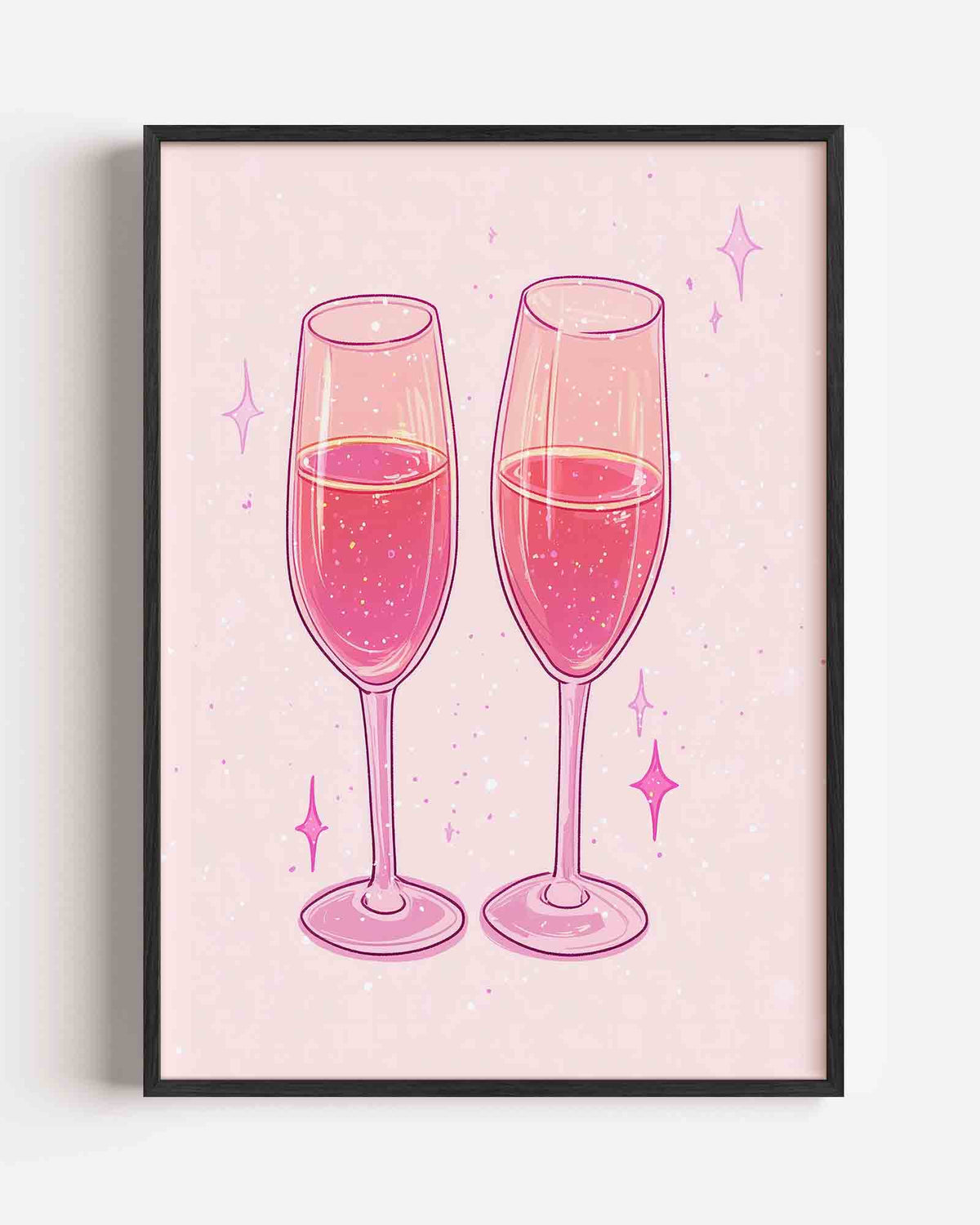 Twee glazen met roze drank – kerst portret poster als wanddecoratie