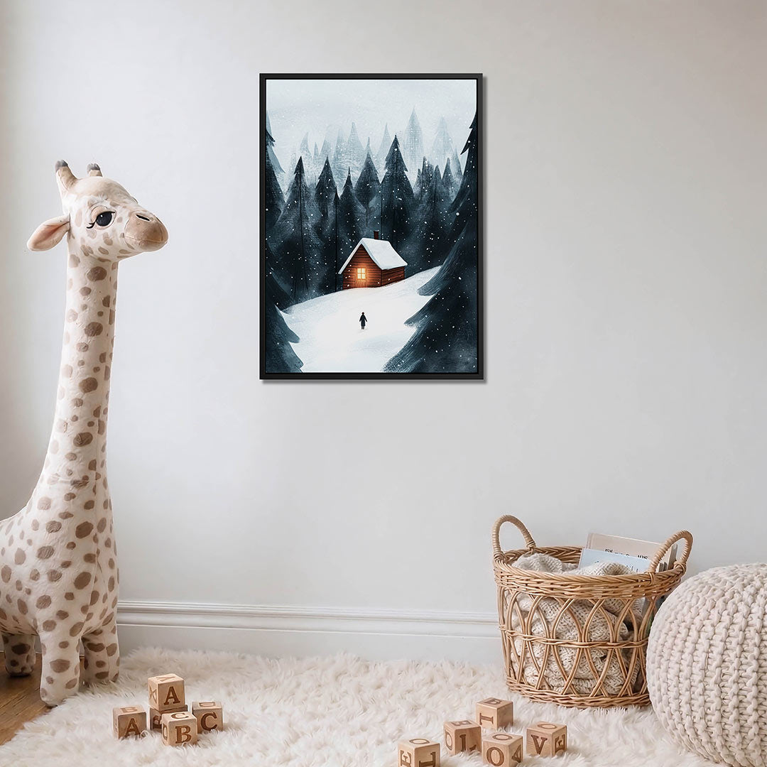 Winterse boswandeling – moderne staande wandkunst