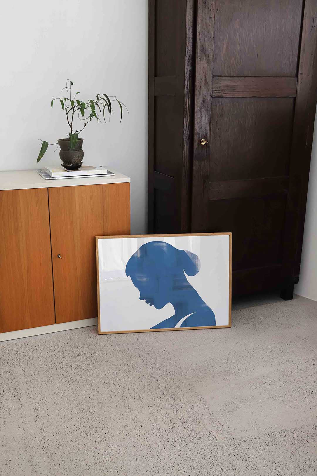 Blauw silhouet – hedendaagse illustratie als liggende poster