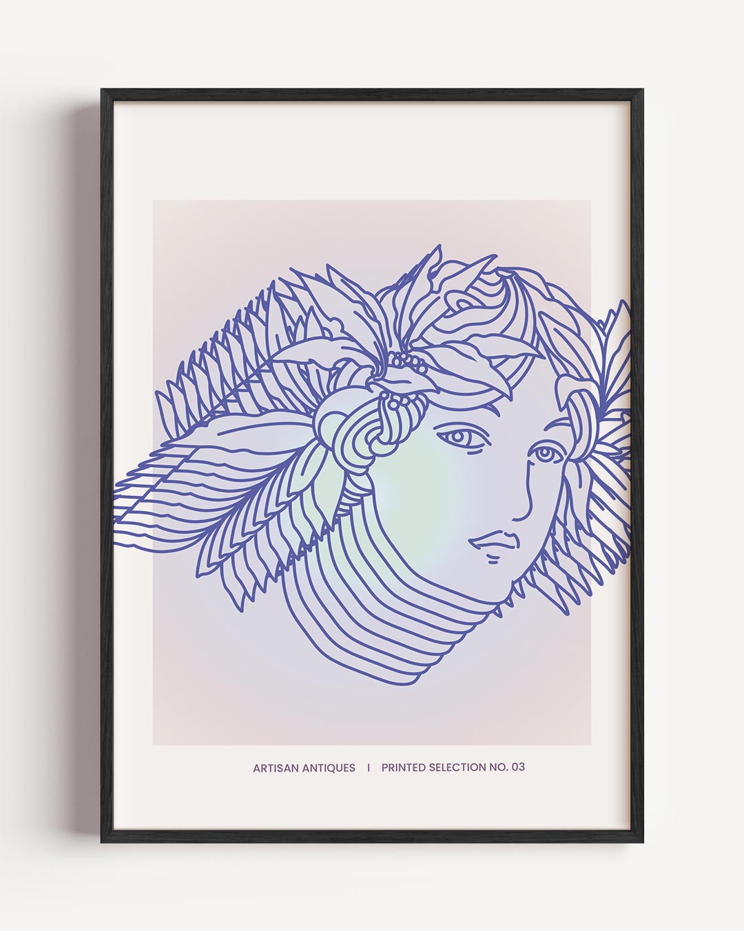 Elegante Blauwe Lijnkunst – mindfulness portret poster als wanddecoratie