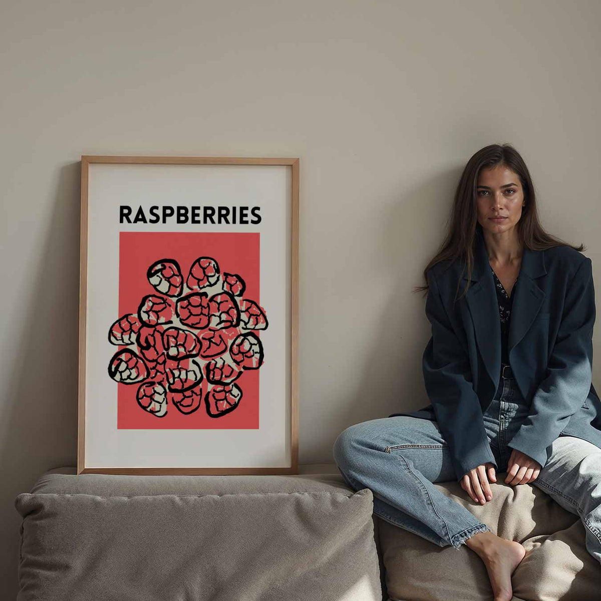Frisse Frambozen Illustratieposter – staande keuken wanddecoratie van WallArtistic