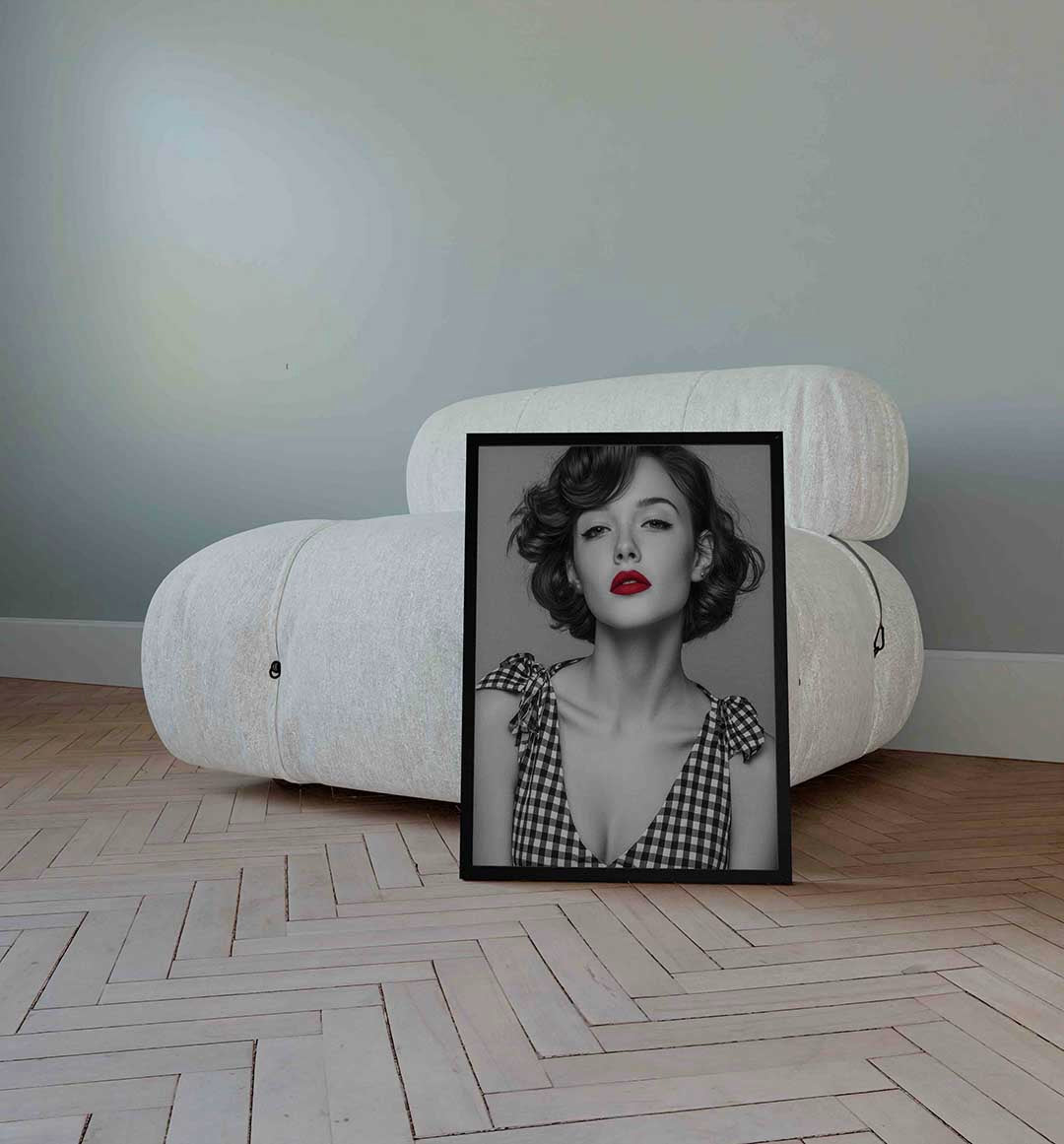 Vrouw met rode lippen – Pop Art wandkunst als portret poster