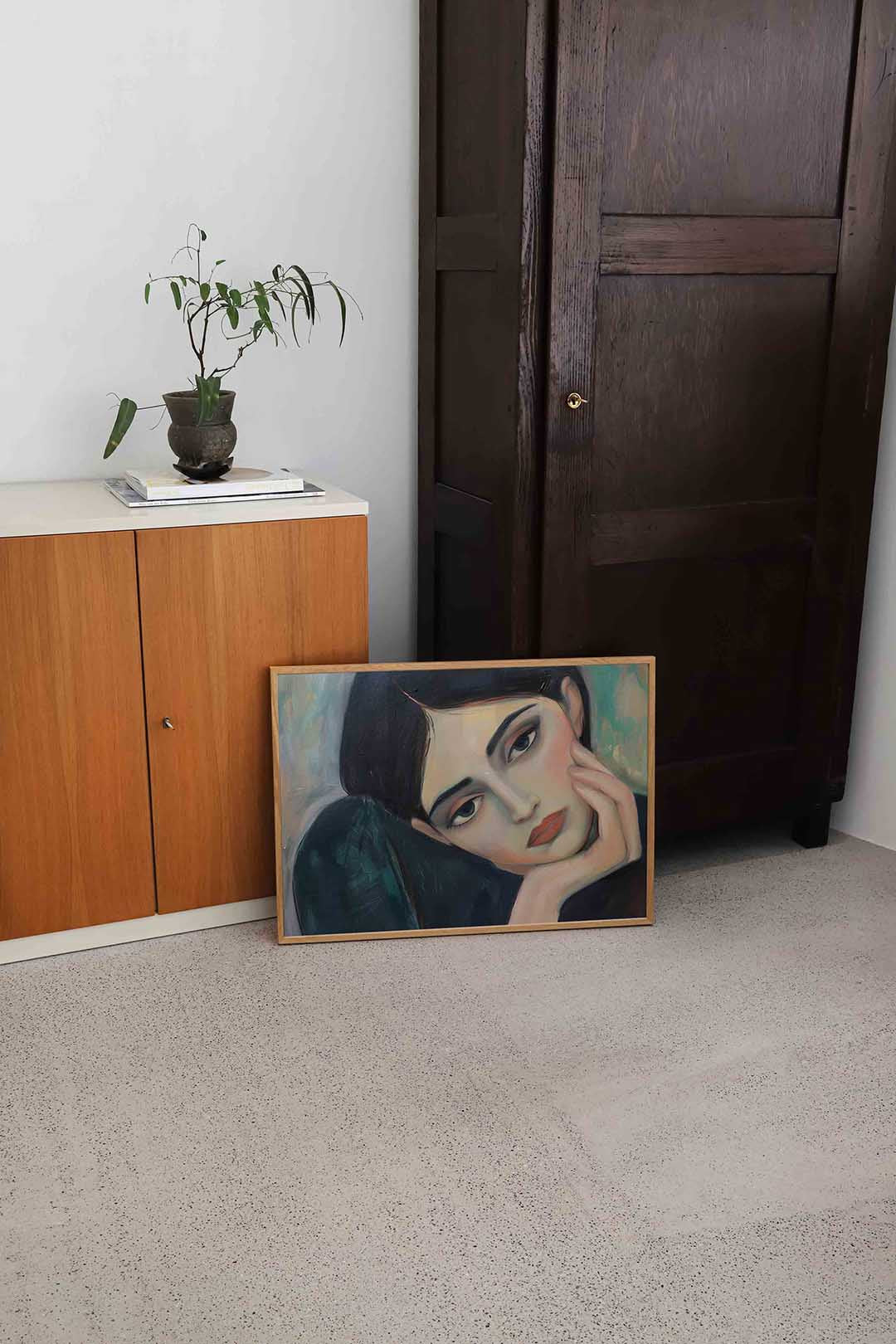 Vrouwelijk portret – hedendaagse illustratie als liggende poster