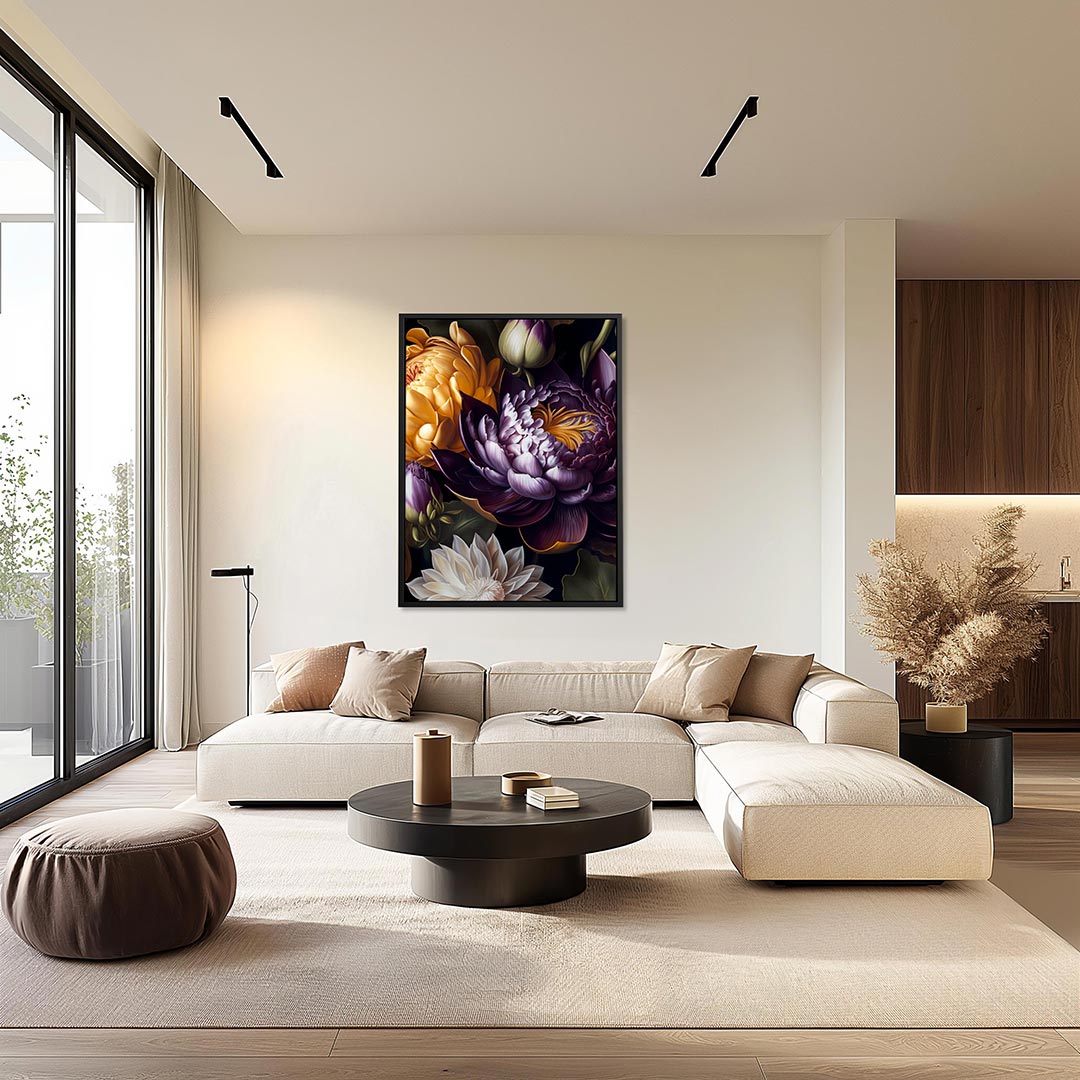 Bloemrijke harmonie – kunstwerk als stijlvolle wanddecoratie