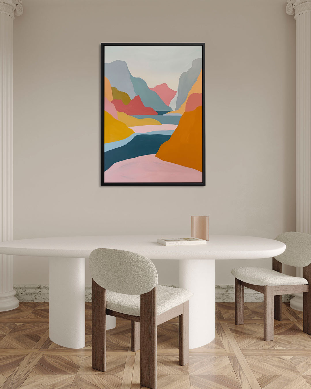 Kleurrijke berglandschap – alternatieve weergave van het kunstwerk