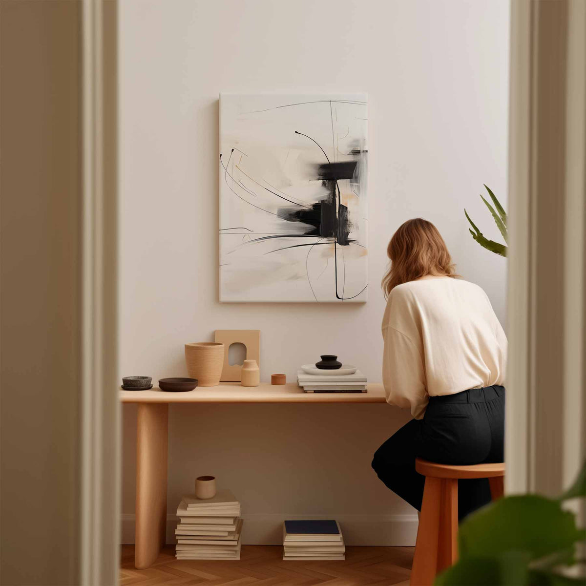 Vleugje Beweging – modern portret kunstwerk van WallArtistic