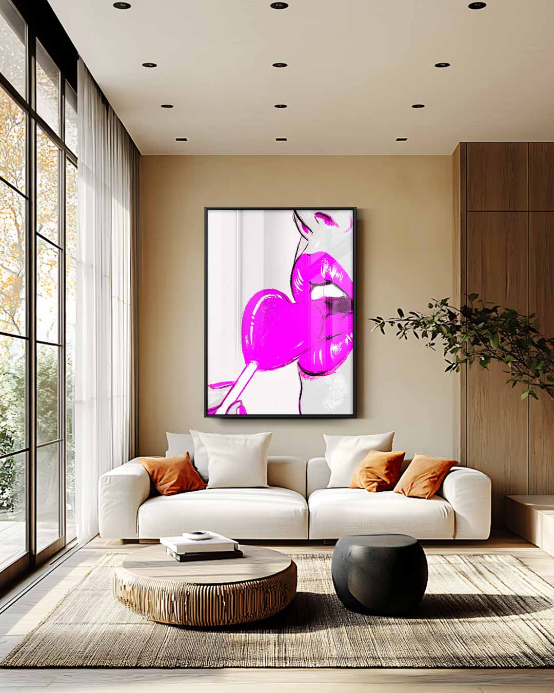 Pop Art Lolly Lips – modern portret kunstwerk van WallArtistic