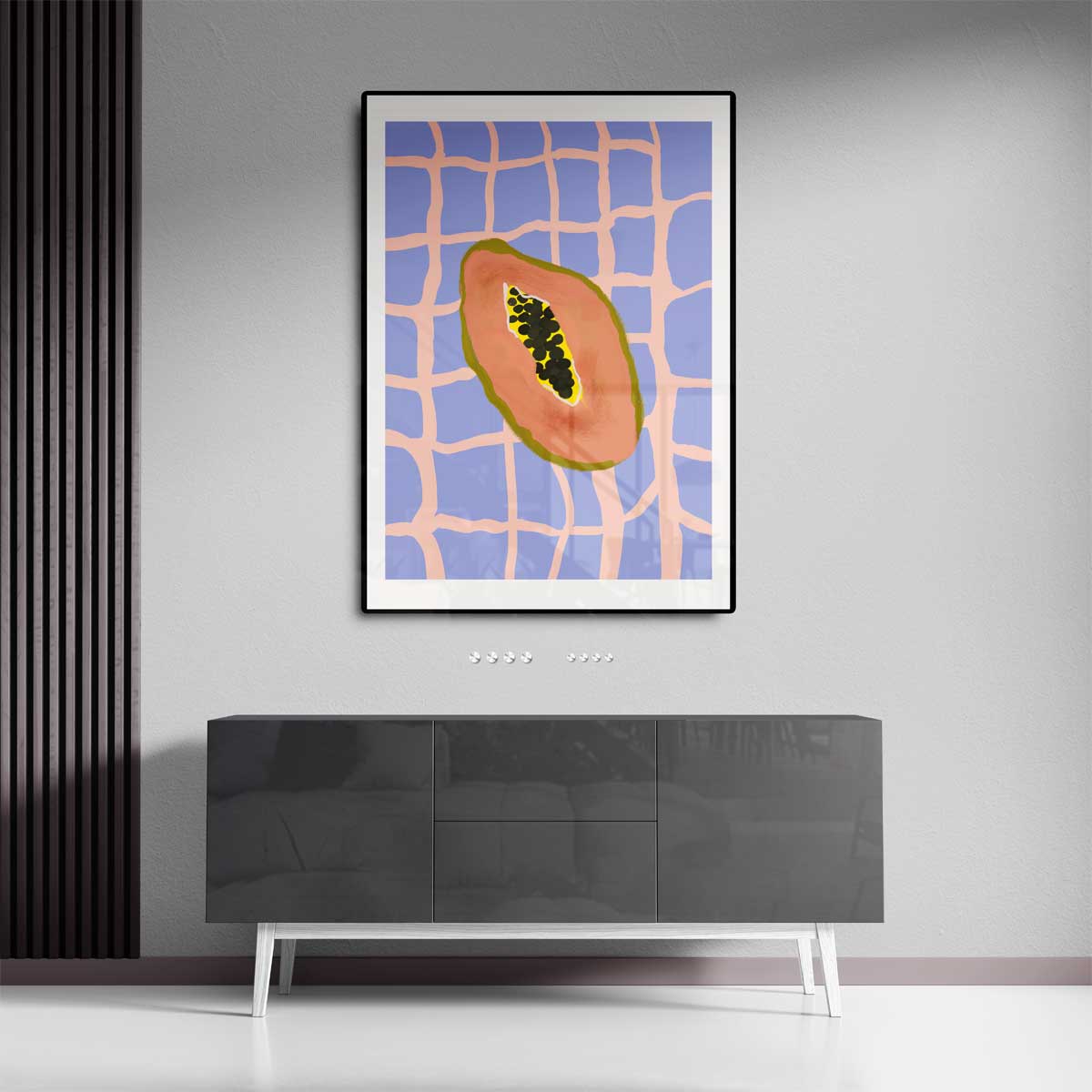 Tropische Papaya Vibes – dibond kunstwerk als wanddecoratie