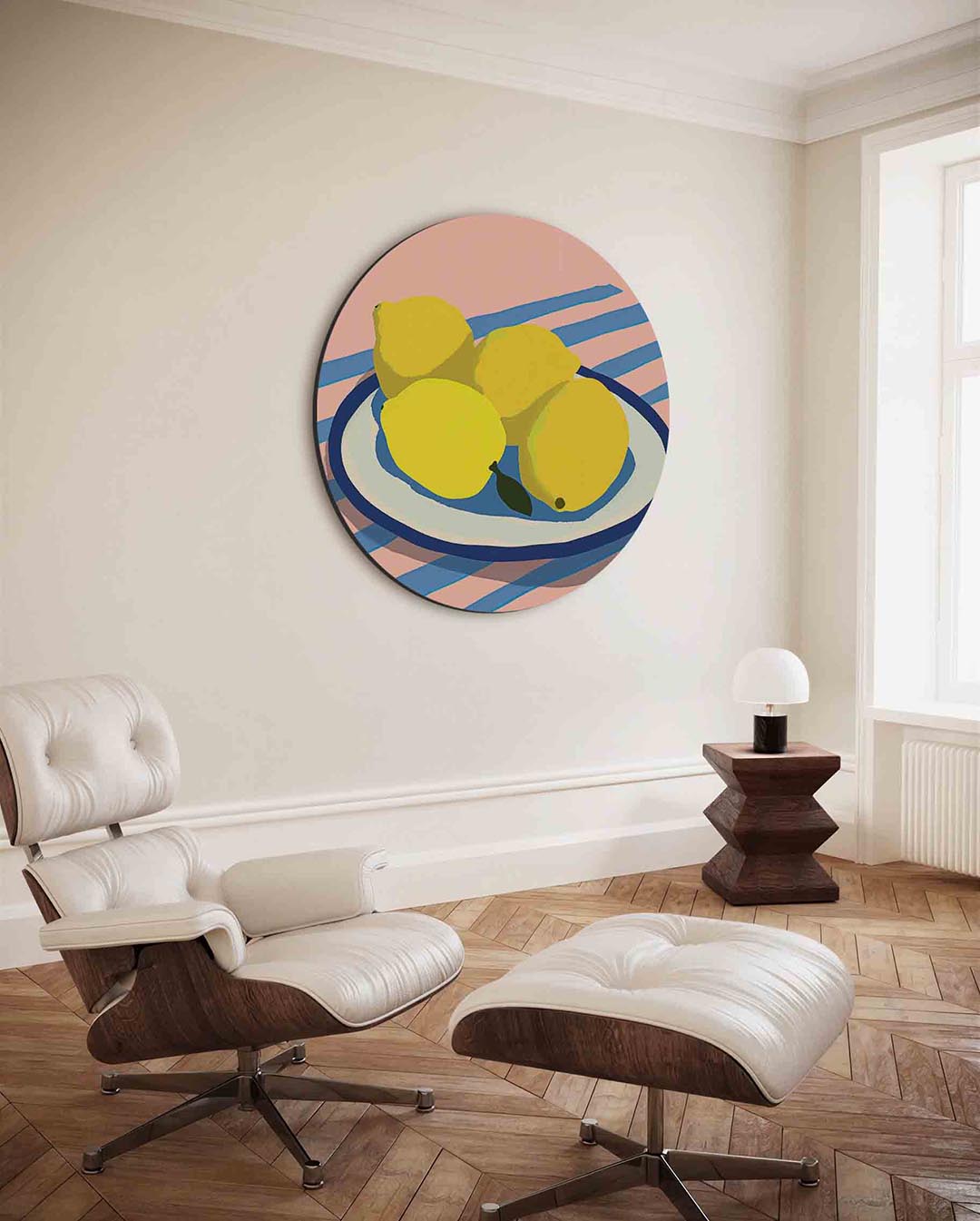Citroenen op schaal – moderne ronde wanddecoratie van WallArtistic