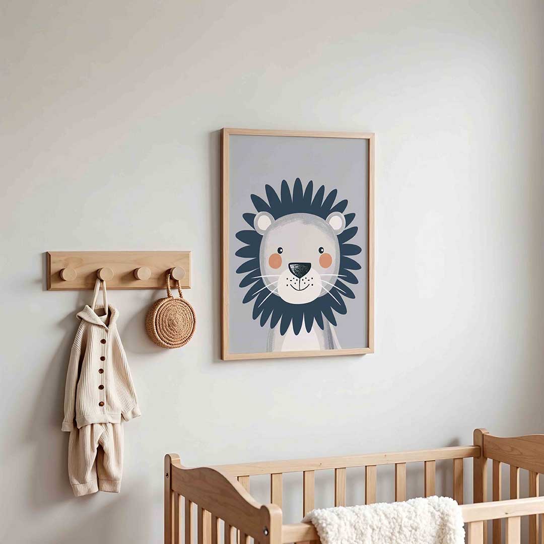 Leeuw met manen – kinderposter in staand formaat