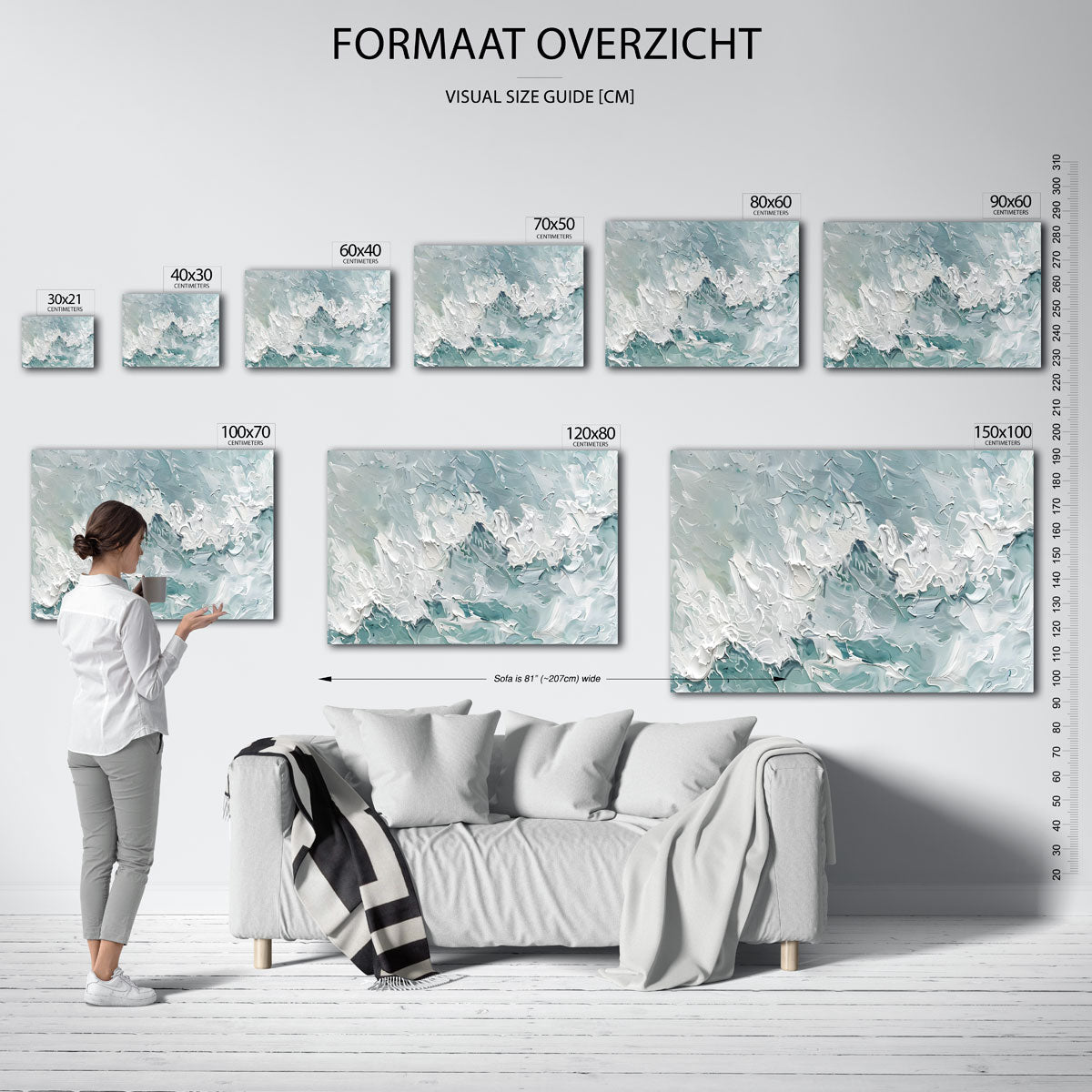 Golvende texturen – liggende muurposter met abstracte vormen