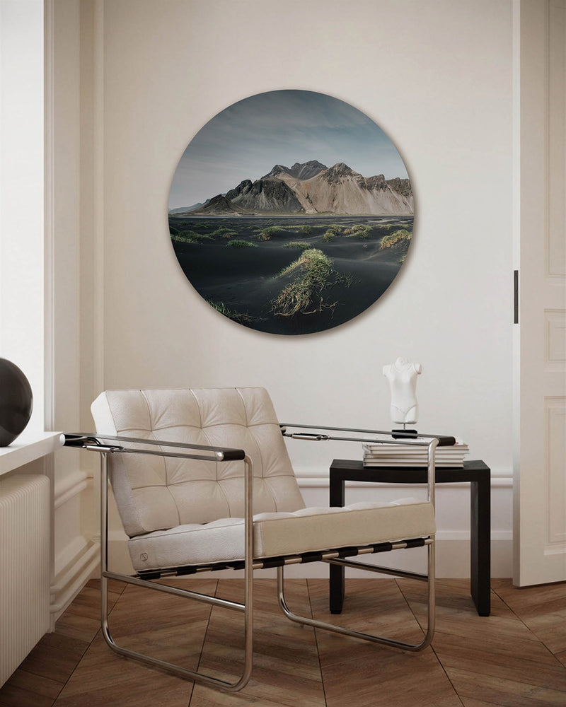 Berglandschap – fotografie muurcirkel als ronde wanddecoratie