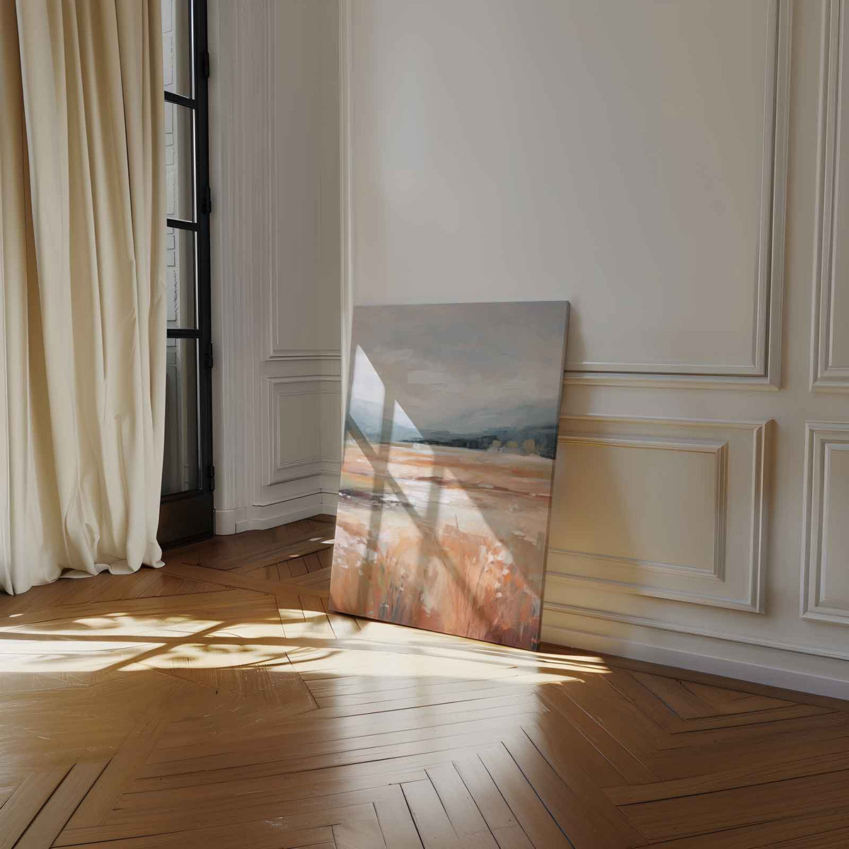 Rustige Herfstlandschap – canvas wanddecoratie in portret formaat
