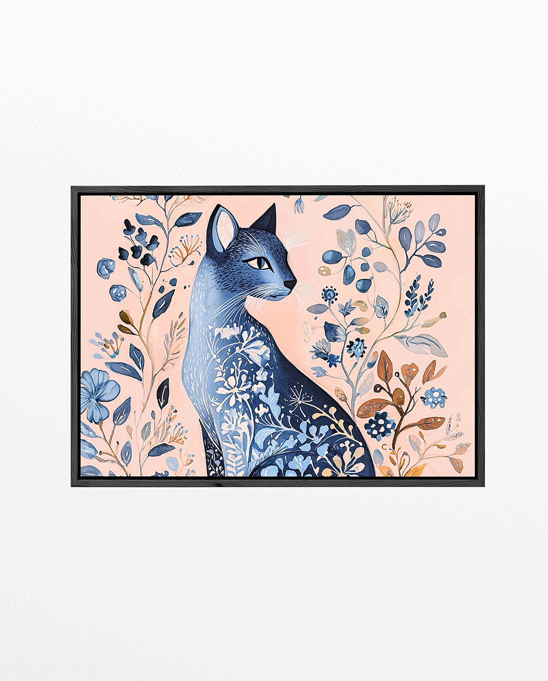 Dromerige kat en bloemen – liggend dieren kunstwerk