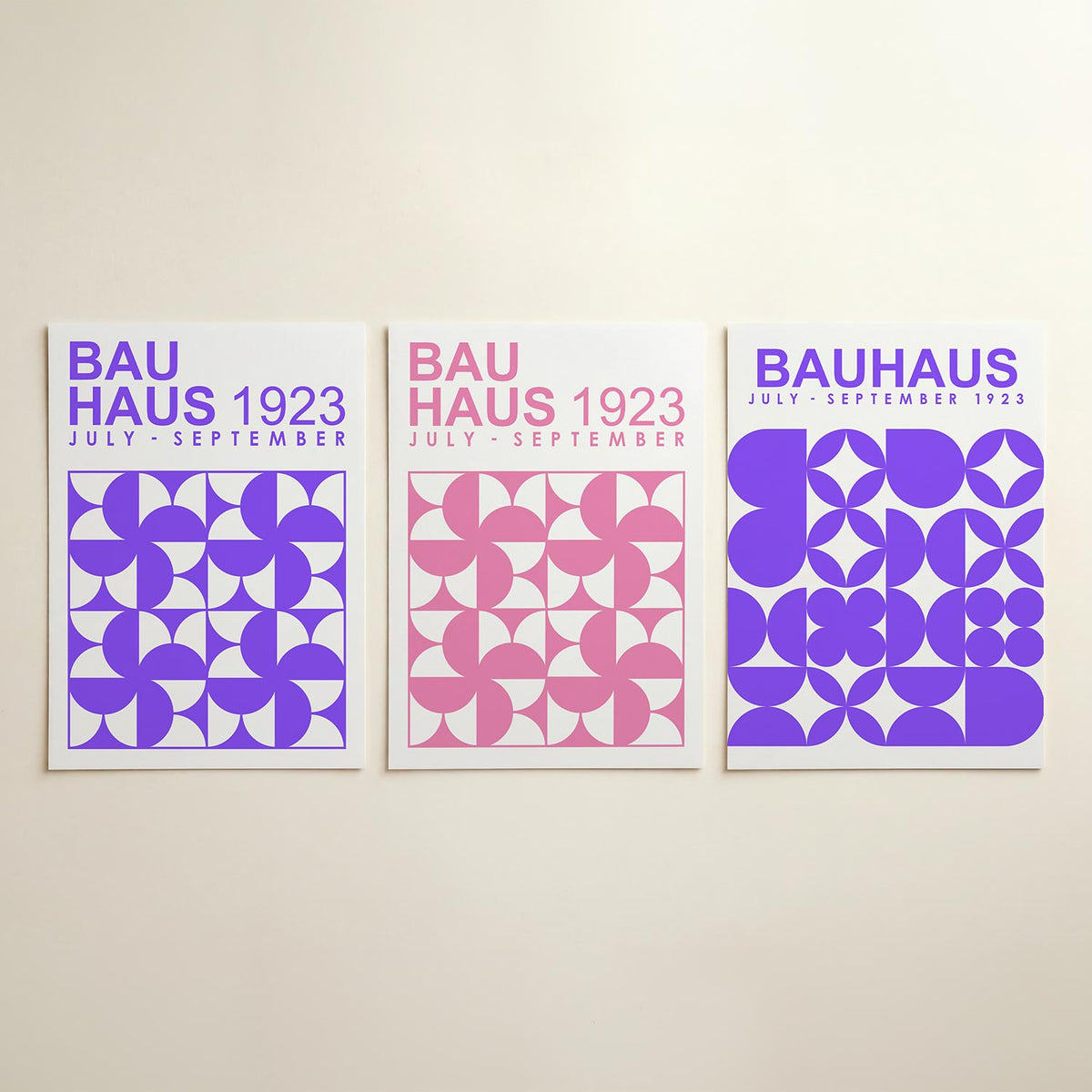 Vorm en kleur posterset – detailweergave – deze posterset in drie delen toont een speels lijnenspel
