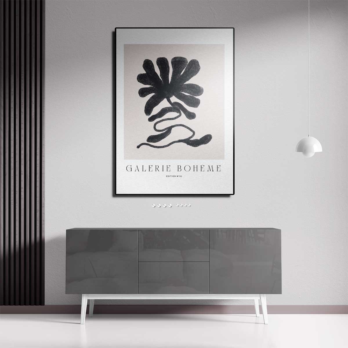 Abstracte Bloem Illustratie – canvas kunstwerk als wanddecoratie
