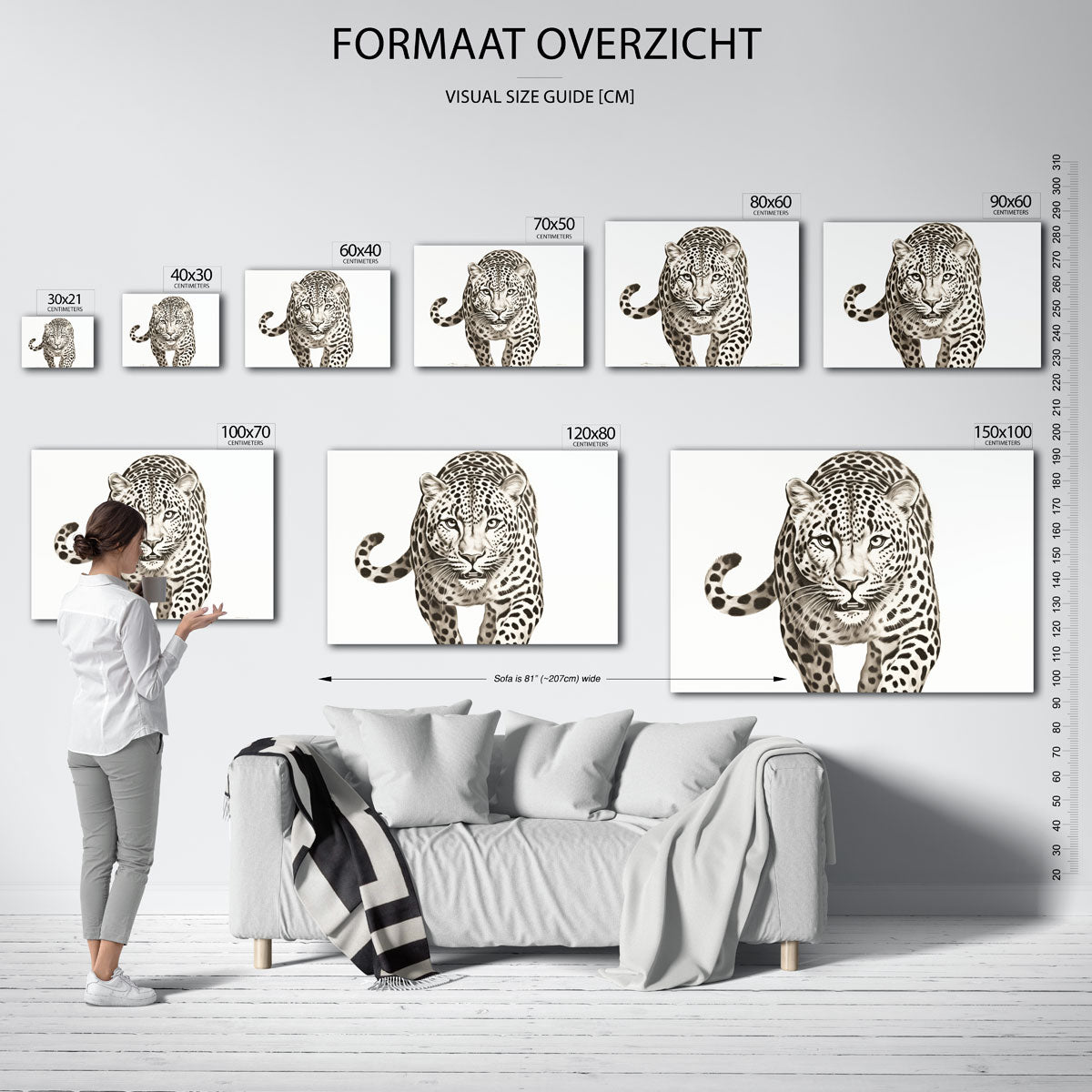 Luipaard in beweging – liggende muurposter met dierenthema