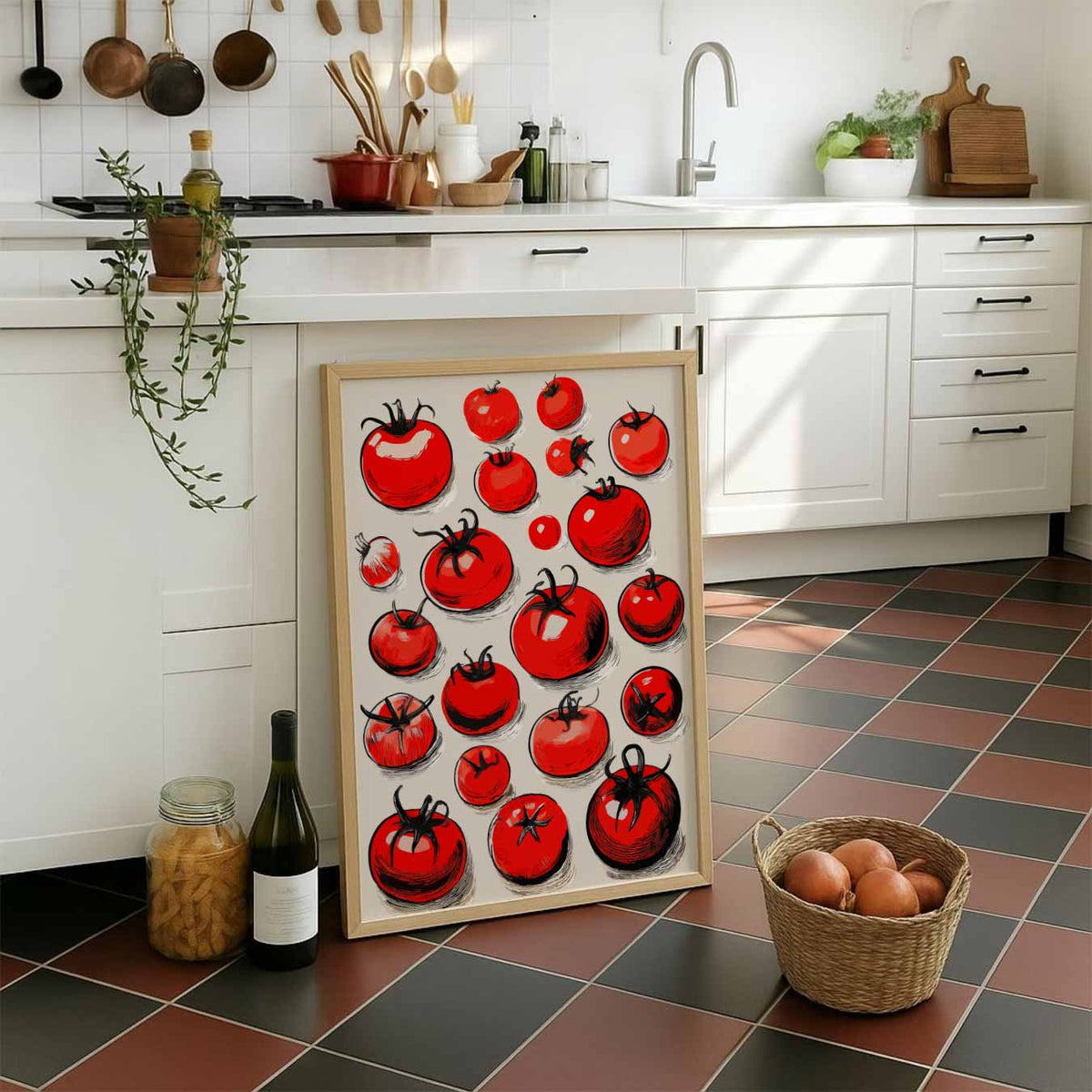 Sfeervolle Tomaten Illustratie – staande muurposter voor keuken of eethoek