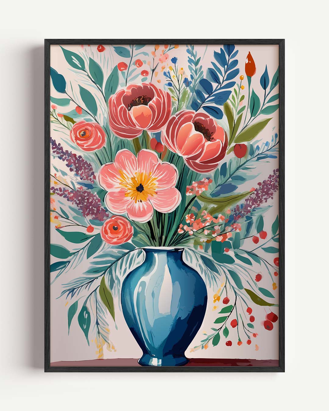 Bloemenpracht in Vaas – bloemen portret poster als wanddecoratie