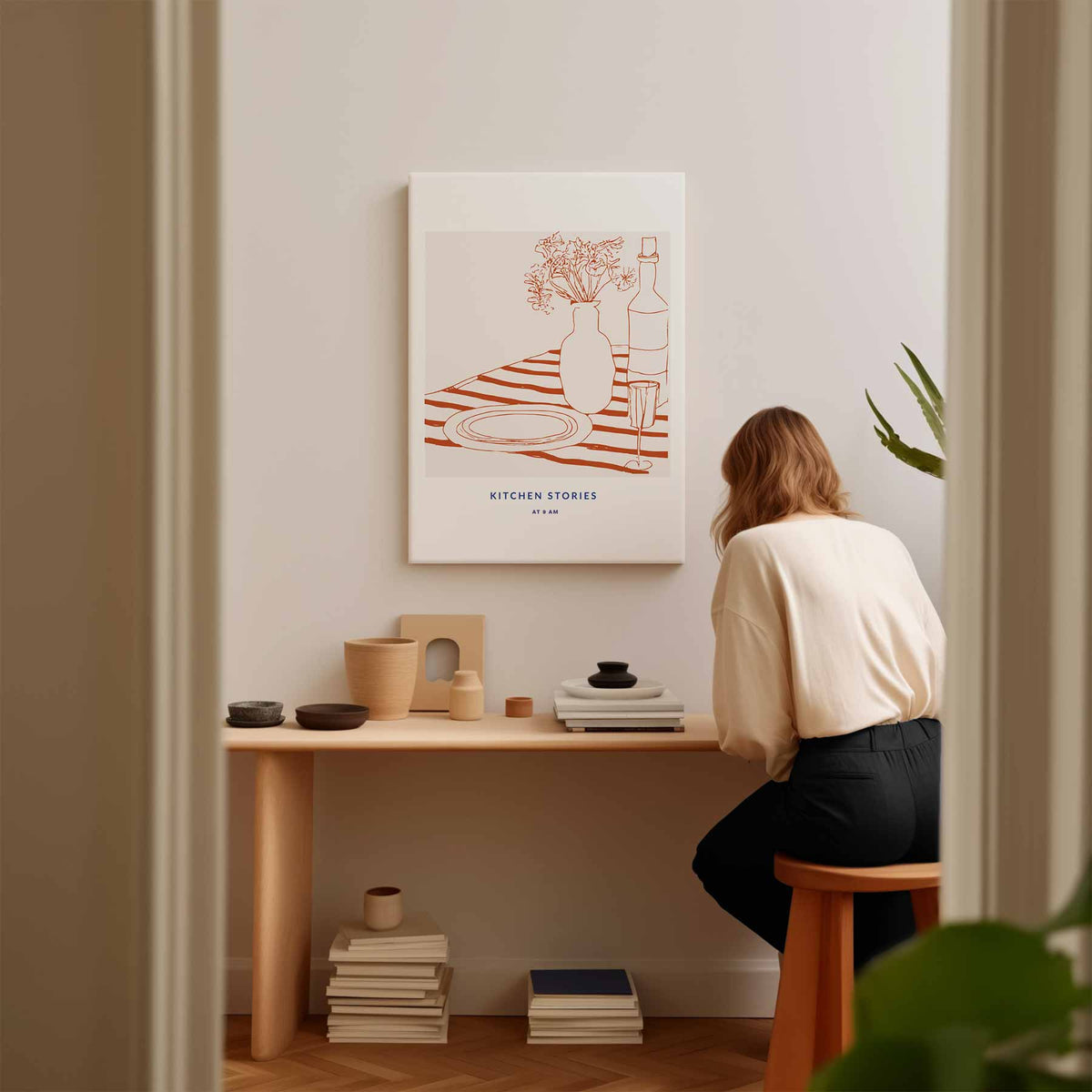 Keukenverhalen: Ochtendrust – kunstwerk met zwarte baklijst