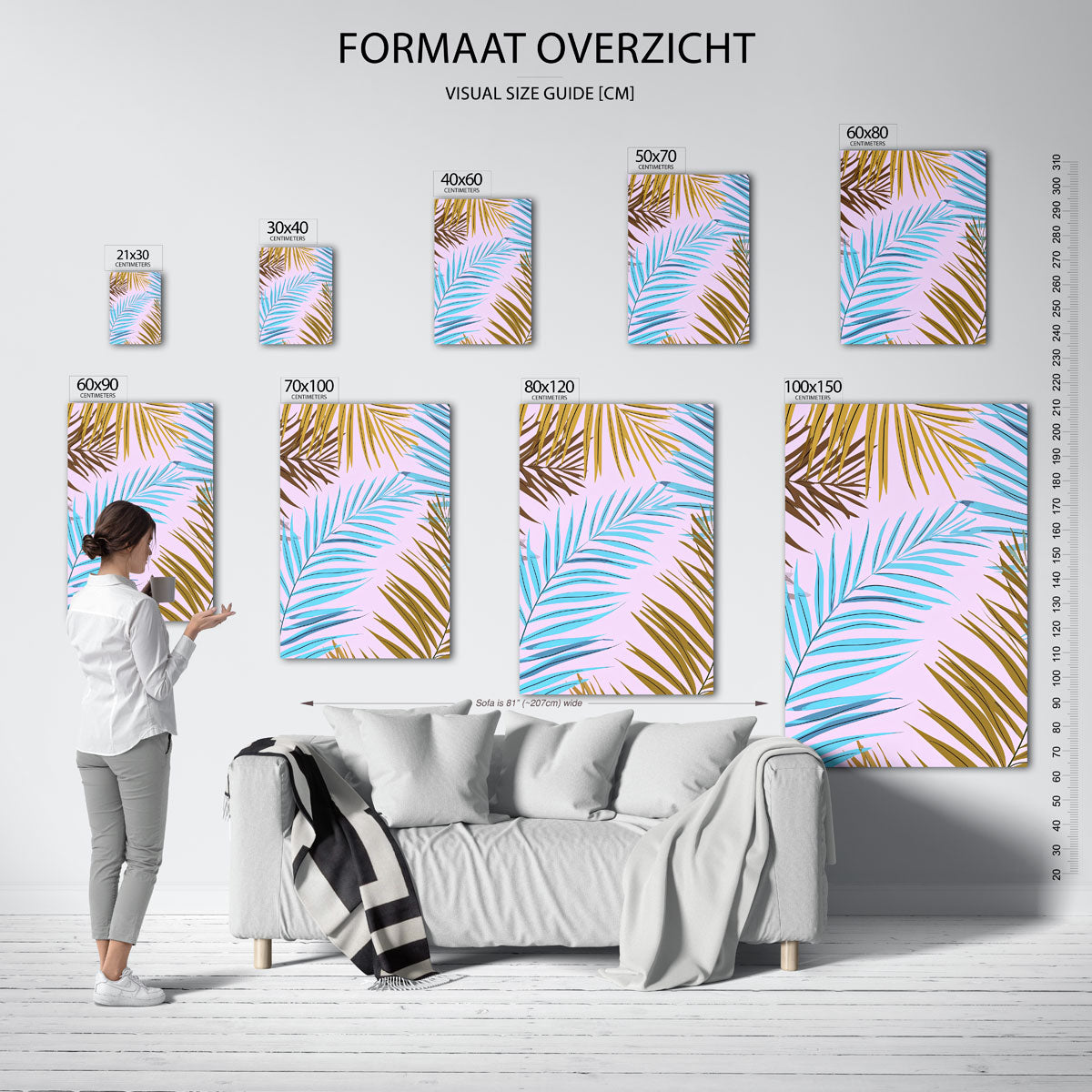 Bladeren en takken – staande muurposter met jungle thema